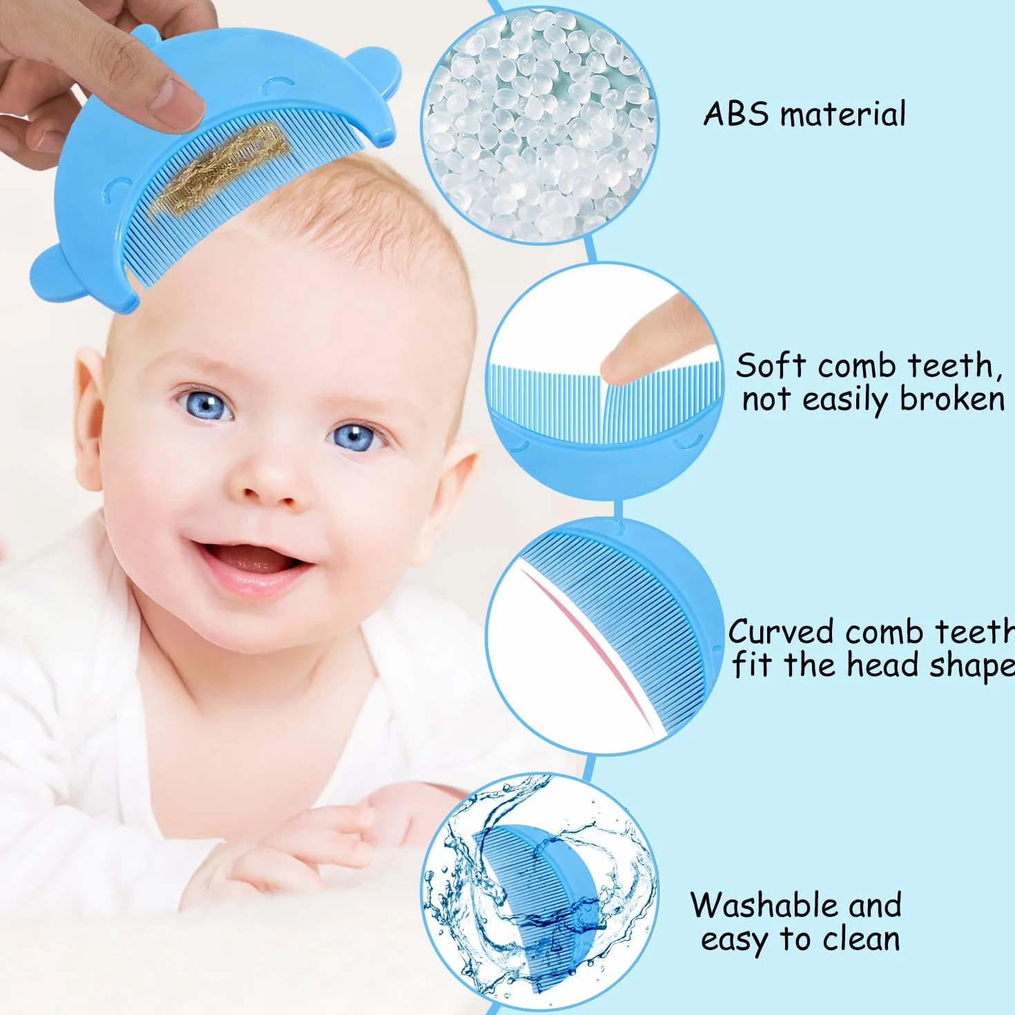 2 Pezzi Spazzola da Bagno per Neonati, Spazzola per Bambini in Silicone, Pettine Neonato per Rimuovere La Crosta Lattea Del Bambino（Balenottera Azzurra）