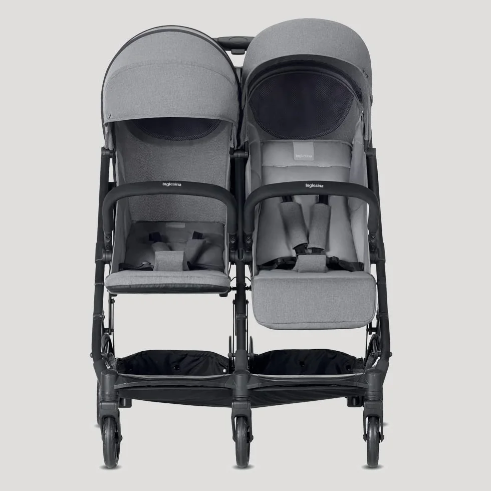 Inglesina Twin Sketch Passeggino Gemellare, Grigio, Ultraleggero, Compatto, per Gemelli o Fratelli e Sorelle, Adatto fino a 15 kg per bambino