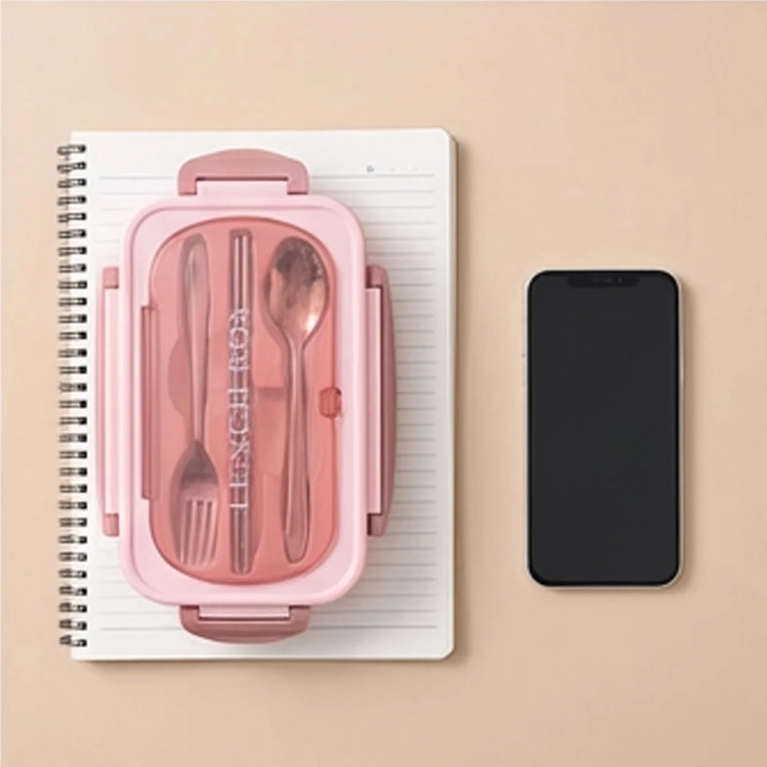 Brrnoo Box Box, Contenitore per il Pranzo per Adulti con Utensili per Pranzo Container per Bambini Container per Ragazze e Adolescenti (PINK)