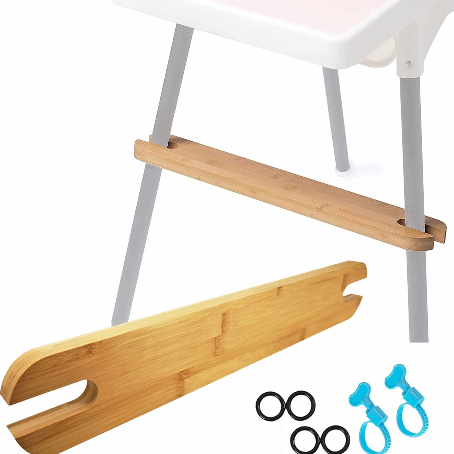 Poggiapiedi in bambù antiscivolo regolabile con anelli in gomma – Accessori in legno naturale compatibile con IKEA Antilop