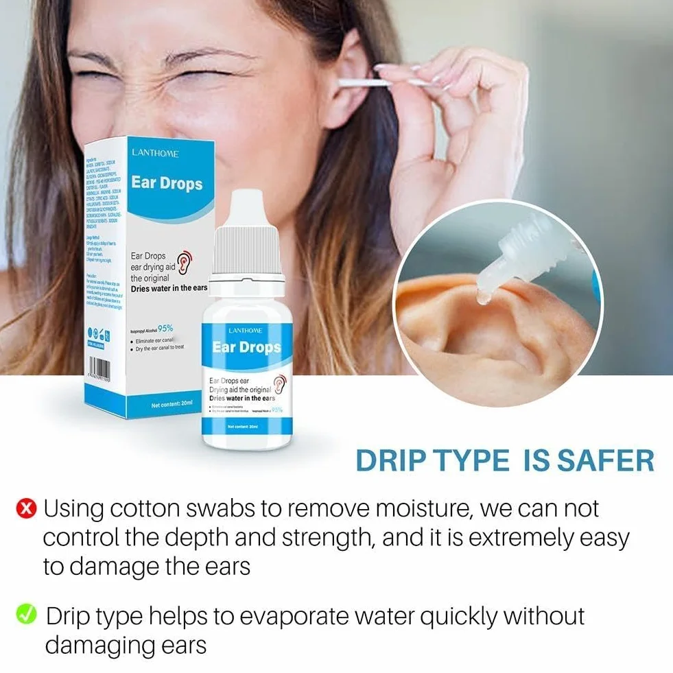 20 ml di gocce auricolari per la cura dell'otite media, gocce per il dolore all'orecchio, prurito, otite acuta, infezione batterica, rimozione, trattamento, pulizia del cerume