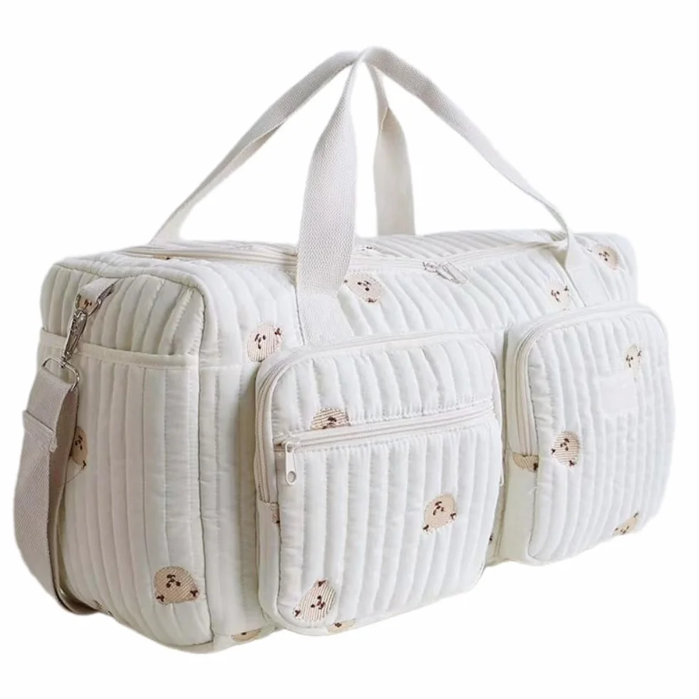 Borsa fasciatoio versatile, 48 × 22 × 26 cm, leggera e imbottita, in cotone, borsa da viaggio, borsa per neonati e borsa premaman per gravidanza, cura del bambino, weekend