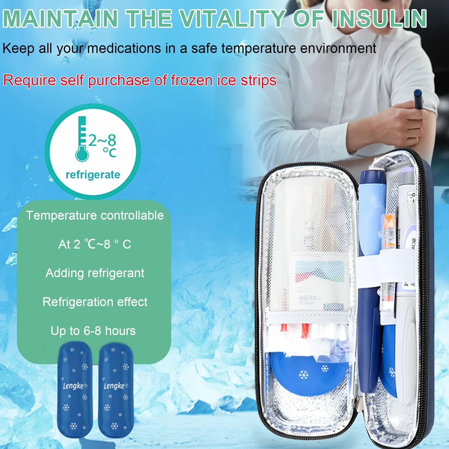 Borsa Termica per Insulina e Medicinali Da Viaggio - Porta Insulina Termico Portatile, Astuccio Contenitore per Siringhe (Solo Borsa, Blu Navy)