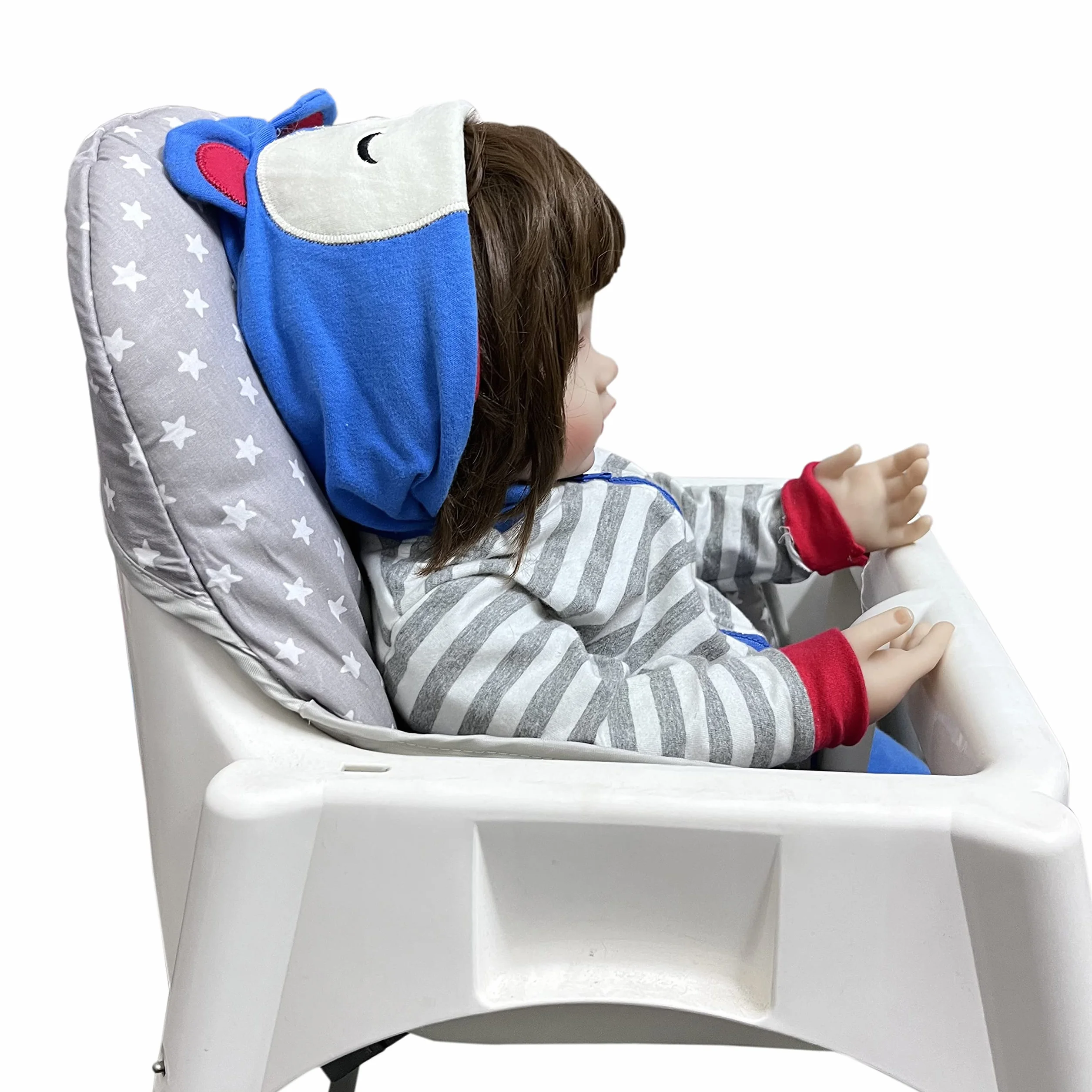 ZARPMA Coprisedili Compatibili con Seggiolone IKEA Antilop, Superficie e Imbottitura in Cotone Pieghevole, per Seggiolone per Bambini (Grigio Stella)