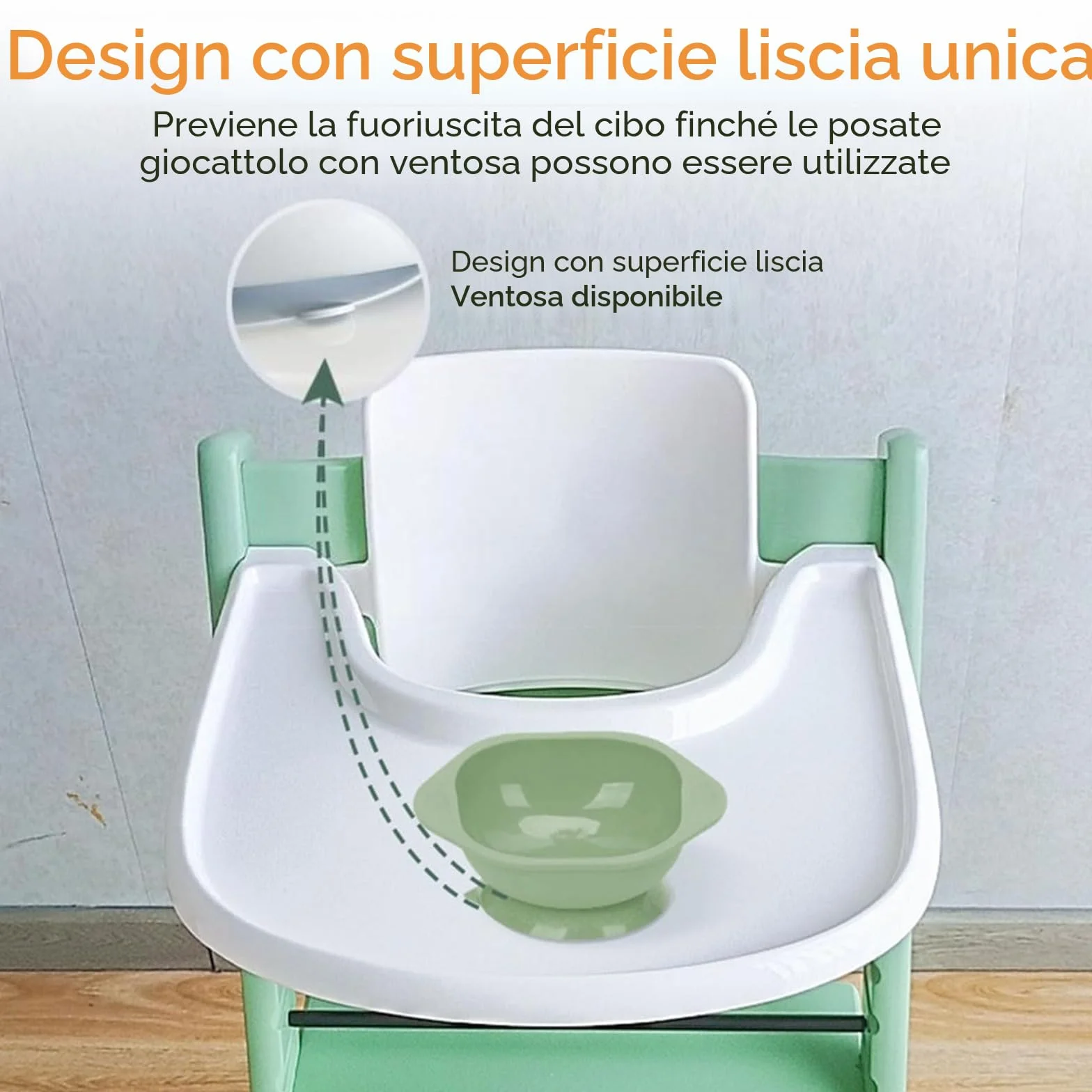 Vassoio per seggiolone Stokke Tripp Trapp, vassoio per seggiolone, set da tavola per seggiolone in PP, accessori per seggiolone, 42 x 42 cm (bianco)