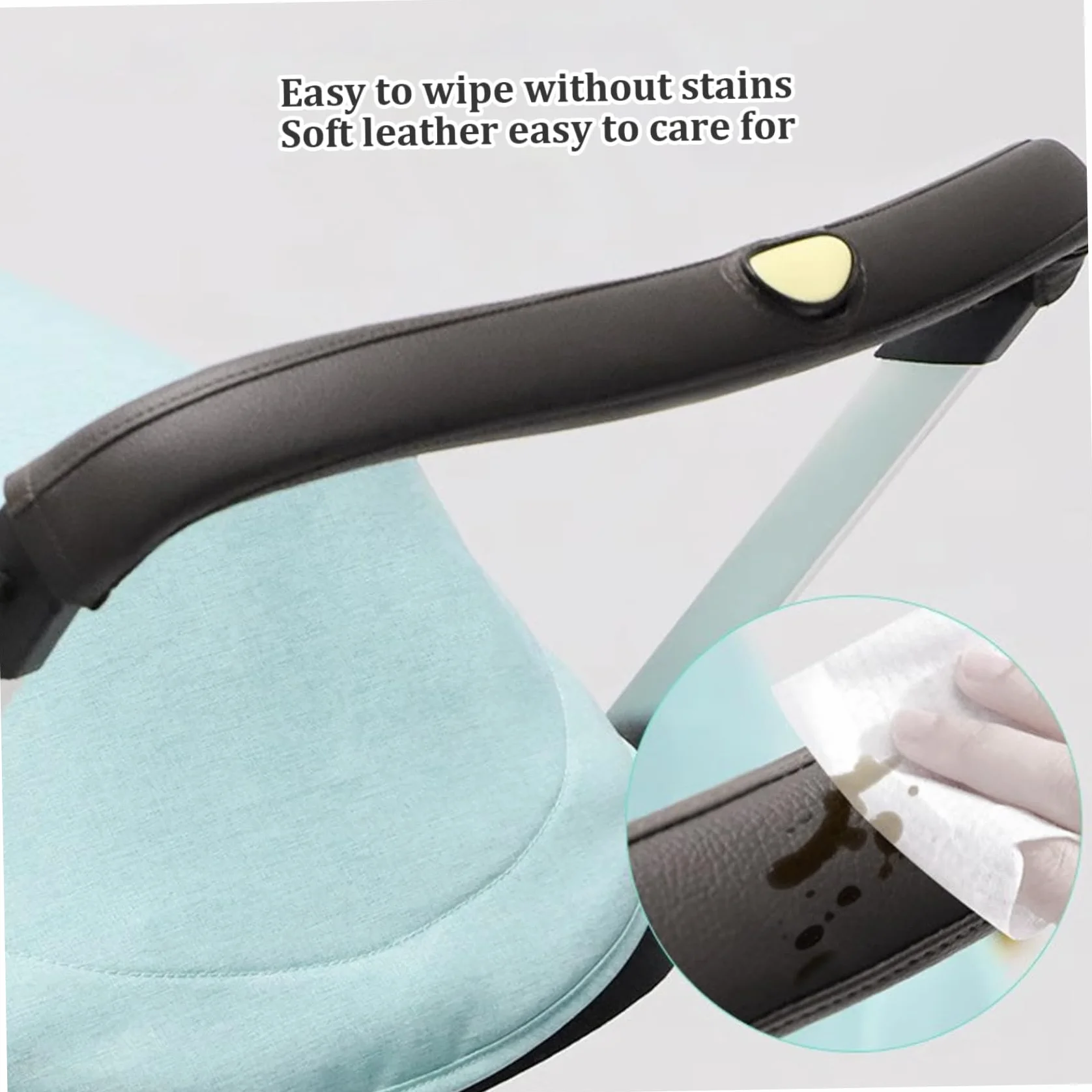 Copri maniglia per passeggino Copri maniglia per carrozzina in pelle nera Antiscivolo e resistente alle macchie Impugnature per maniglia per passeggino con cerniera per protezione bracciolo carrozzina
