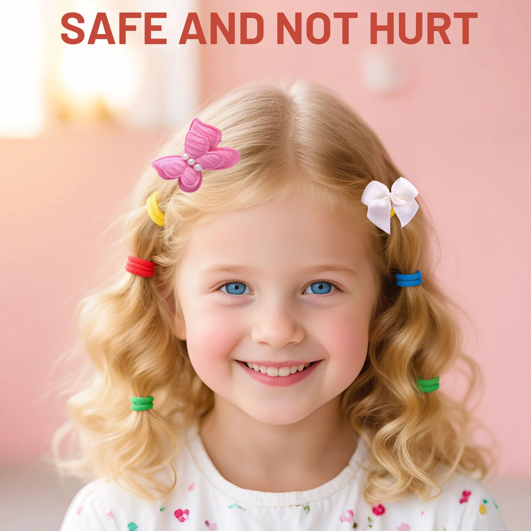 Set di accessori per capelli da bambina, 230 pezzi, clip a farfalla e fasce elastiche, rosa e multicolore