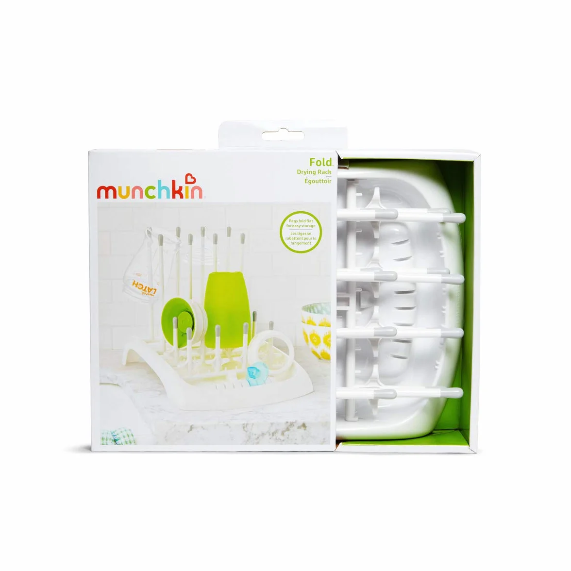 Munchkin Fold Deluxe Baby Bottle Drying Rack & Holder | Dishwasher Safe| Baby Bottle & Water Bottle Drying Rack | Bottle Holder & Baby Bottle Rack | Baby Bottle Stand for Washing Up