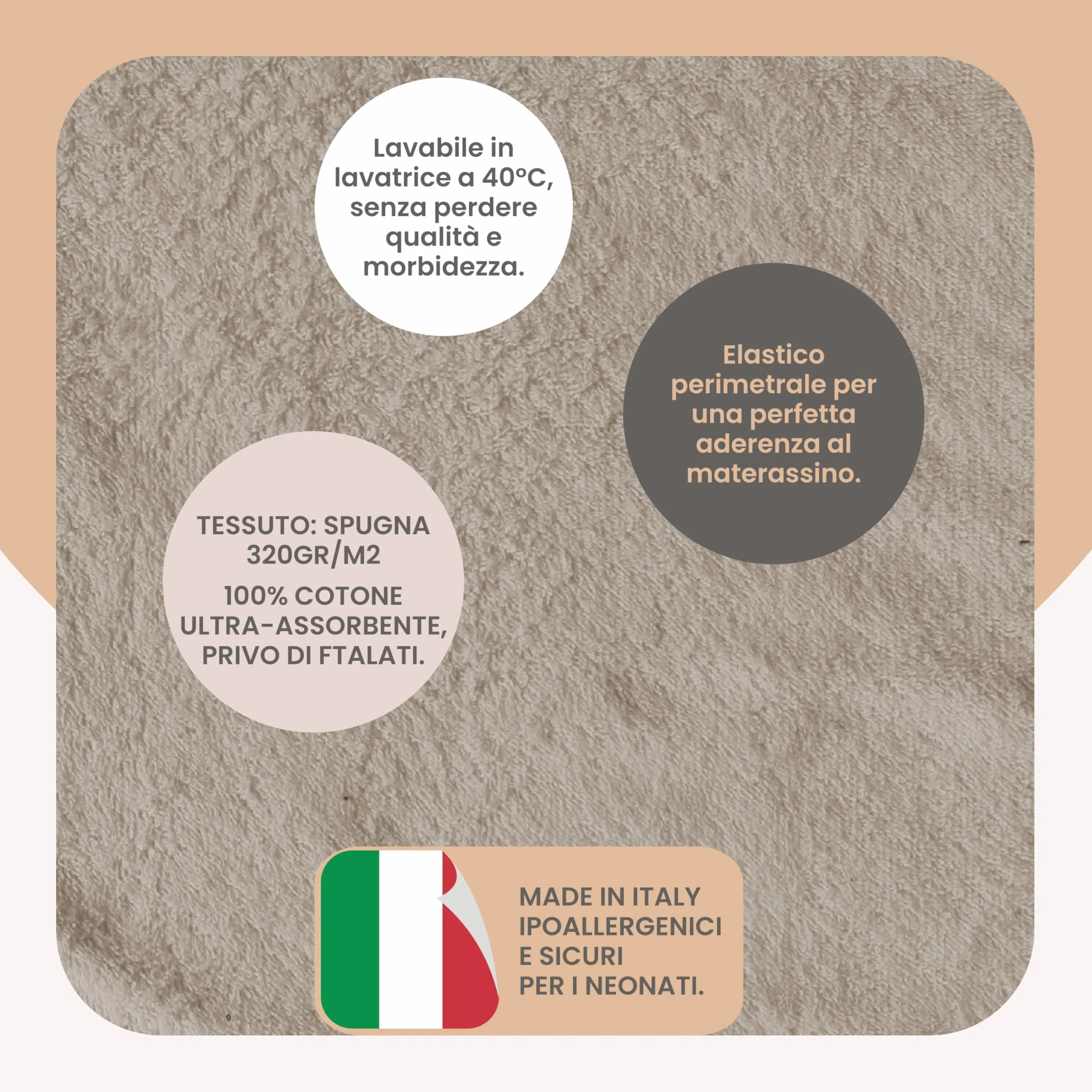 PALLA PALLINA Copri Fasciatoio Neonato Universale Con Elastico Per Una Perfetta Aderenza Al Materassino Fasciatoio Coprifasciatoio Spugna Ultra Assorbente Atossica PRODOTTO IN ITALIA