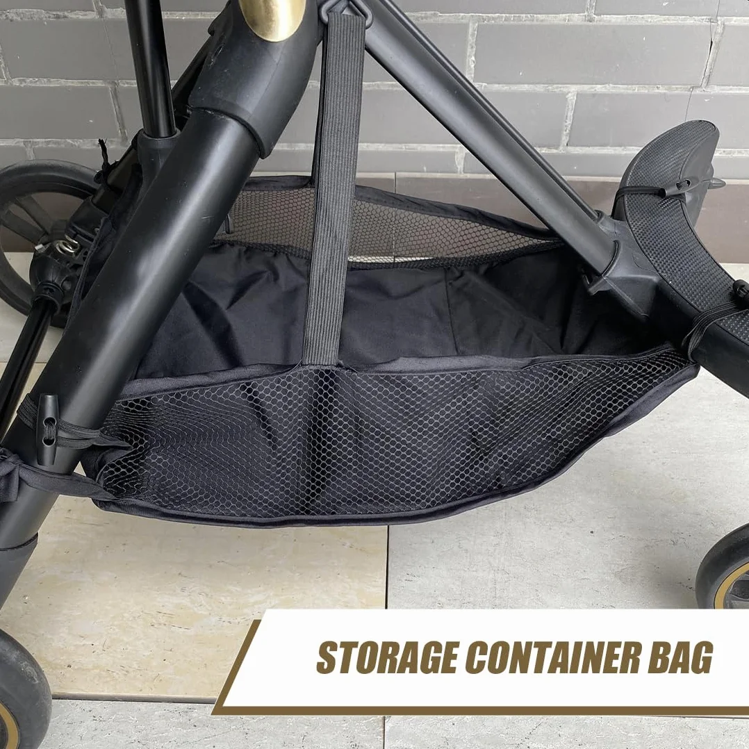 Cestino per passeggino, Resistente alla Polvere, per Passeggino, Fondo da Appendere al Fondo del Passeggino, borsa portaoggetti universale per riporre i prodotti del bambino, Nero