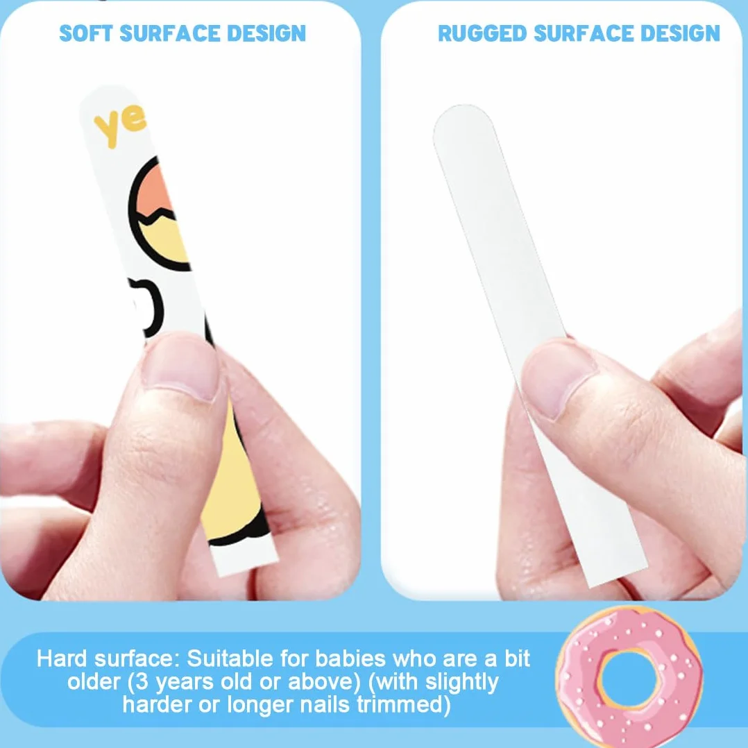 8 Pezzi Kit Lima Unghie 2 In 1 Per Neonati Doppia Faccia (Morbida E Dura) Carino Disegno Panda Cura Unghie Per Neonati Legno Per Cura Unghie Neonati