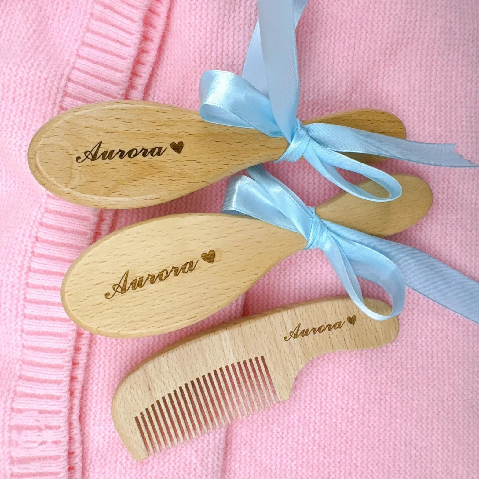 Set Personalizzato Di Spazzola E Pettine In Legno Per Bambini, Spazzola Per Capelli Con Nome Inciso Personalizzato, Regali Premurosi Per Neonati Maschi/femmine