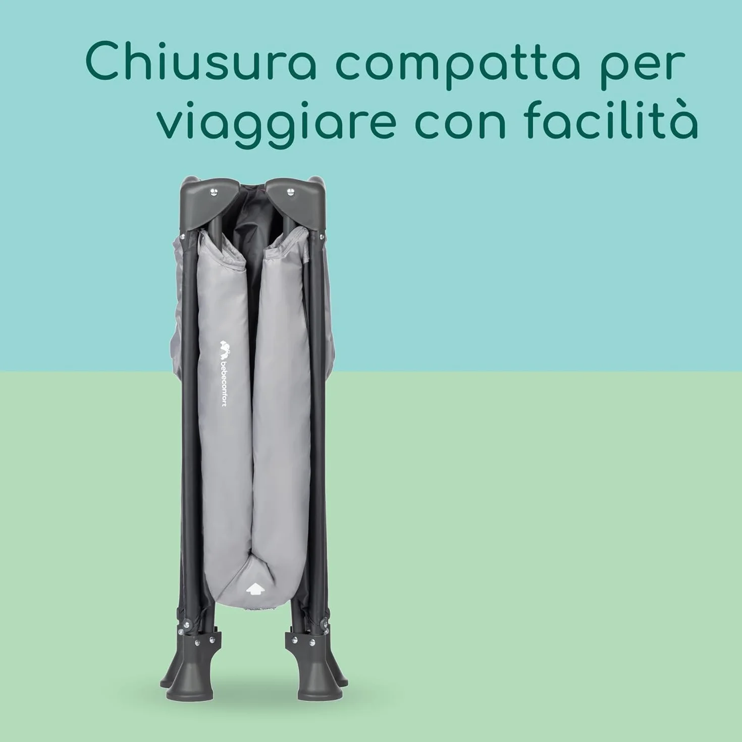 Bebeconfort Soft Dreams Lettino per bambini 0-3 Anni (0-15 kg), Culla da Campeggio con Materasso incluso in fibra di legno e schiuma (60x120 cm), Pieghevole, Borsa da trasporto, Tinted Graphite
