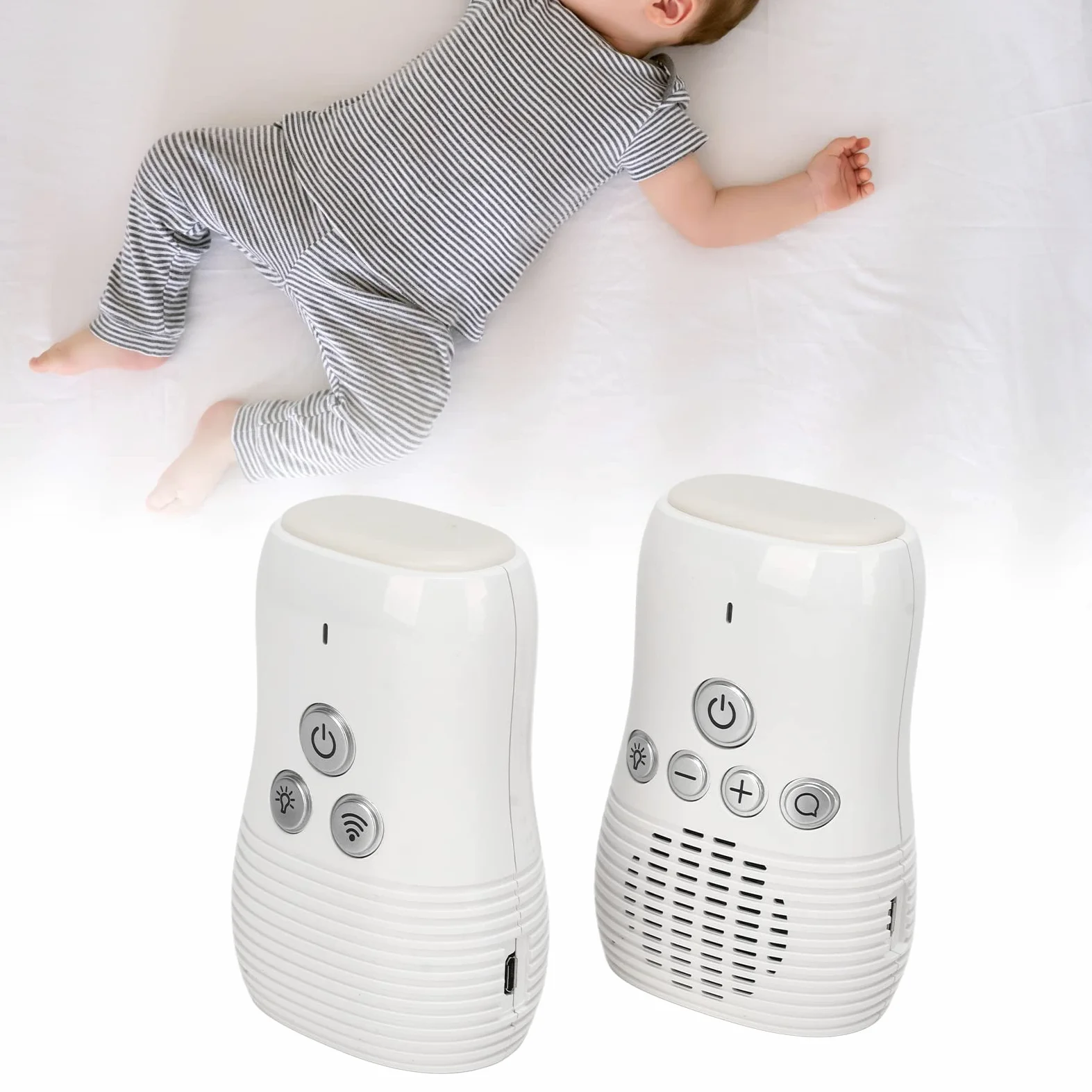 Baby Monitor Audio Wireless 2,4 GHz, Baby Monitor Wireless Citofono Bidirezionale, Baby Monitor con Luce Notturna 100‑240 V(EU Plug)