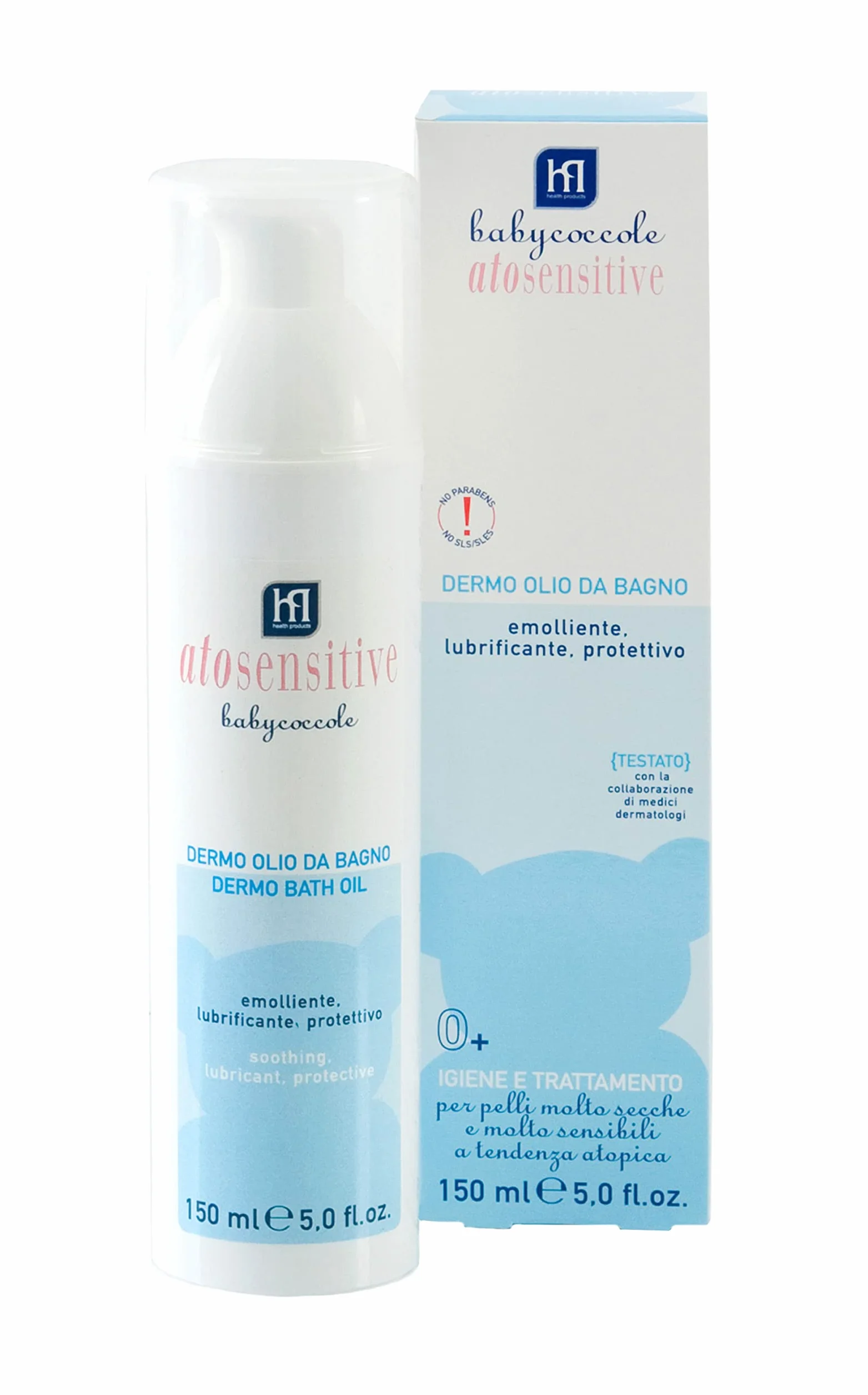 Babycoccole DERMO OLIO DA BAGNO per Bambini e Neonati. Per Pelle Sensibile e Dermatite Atopica. Delicato, Idratante, Protettivo, con Ingredienti Puri e Naturali. Dermatologicamente Testato. 150ml