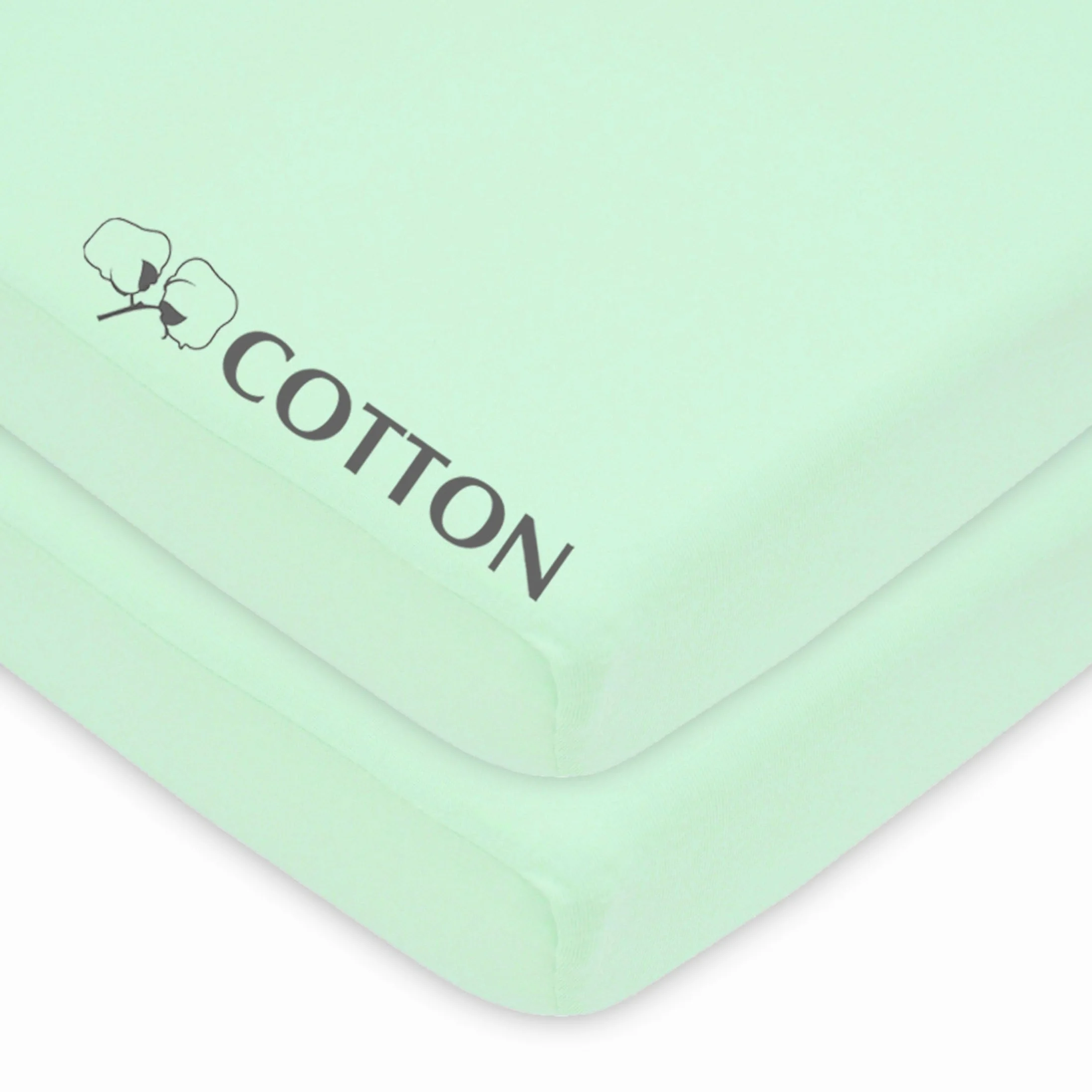 American Baby Company Confezione da 2 lenzuola con angoli in 100% cotone naturale per mini culla, 96,5 x 61 cm, morbide e traspiranti, adatte a materassi Pack N Play, menta, per ragazzi e ragazze