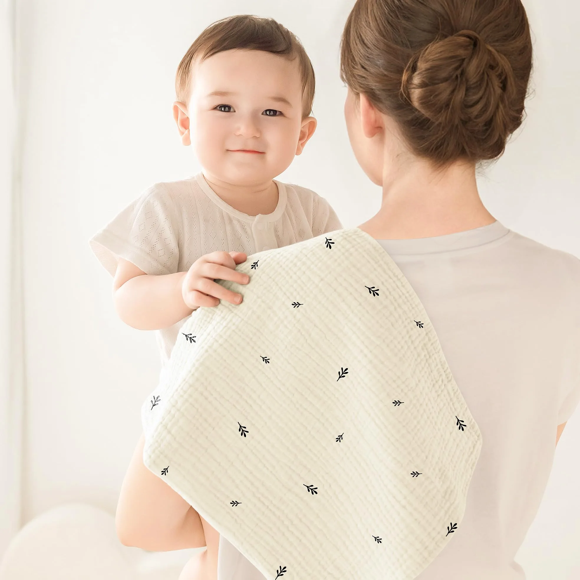 Susurration Salviette in Garza per Bambini Super Morbido Assorbente in Mussola a Grana Per Neonati, Unisex, per Bambine E Ragazzi 8 Pezzi, Set 60x60CM (Rosa-marrone)