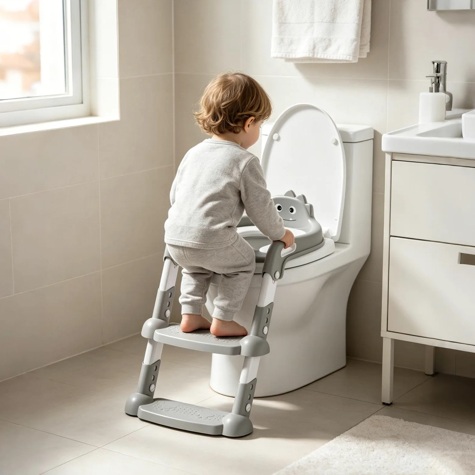 Seggiolino Per Addestramento Al Vasino Sedia con il gradino regolabile in | Scaletta WC Con Sedile Vasino Per Ambiente Domestico Bagno Bagni Pubblici Scuola Materna