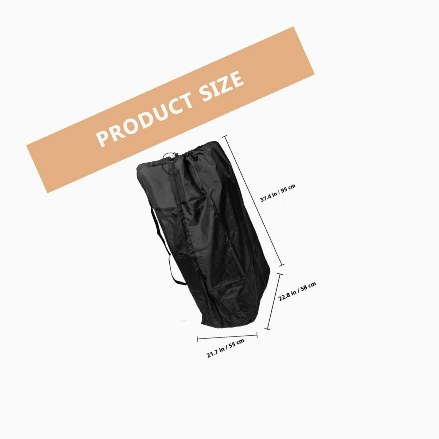 Borsa da Viaggio per Passeggino, Borsa Porta Passeggino Nera in Nylon | Due Spallacci Cuciture Rinforzate Chiusura a Coulisse Bloccabile per Viaggio in Aereo e Gate Check