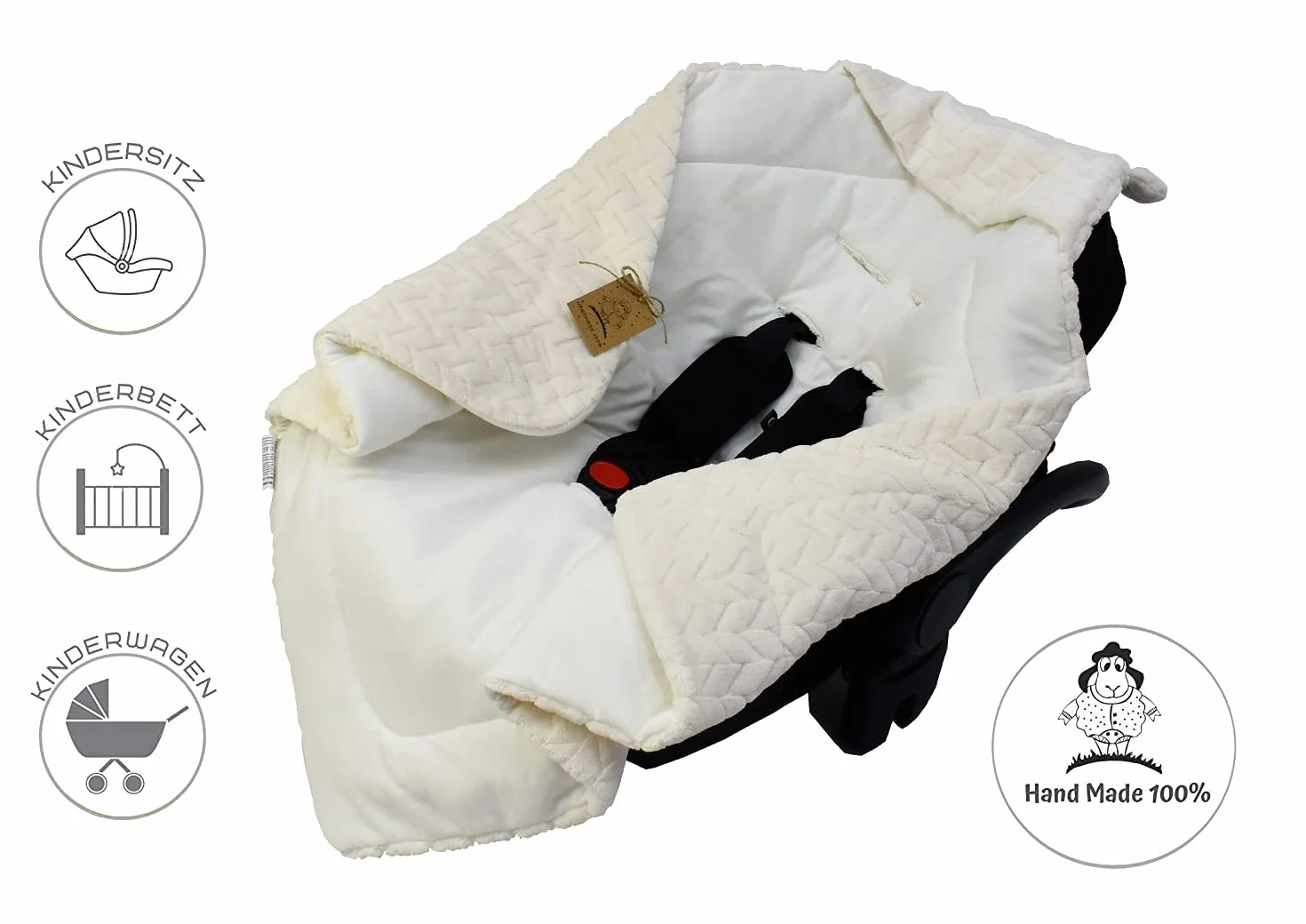 Bo Copertina per ovetto, passeggini e seggiolini per bambini, coperta per neonati, dimensioni ideali 80 x 80 cm, con cappuccio e chiusura a strappo, per inverno ed estate