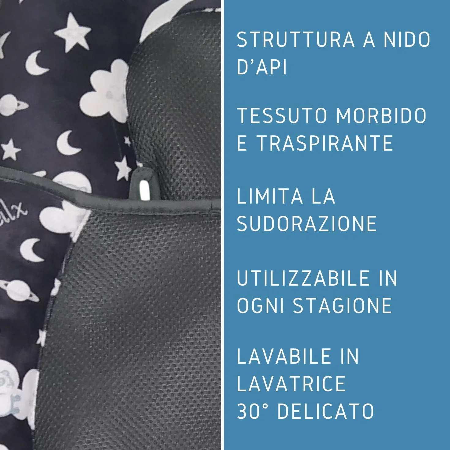 Riduttore Passeggino Universale Design con Panda nello Spazio ideale come Riduttore Culla o per Ovetto Neonato adatto per Cuscino Seggiolino Auto Traspirante Antisudore Estate Inverno