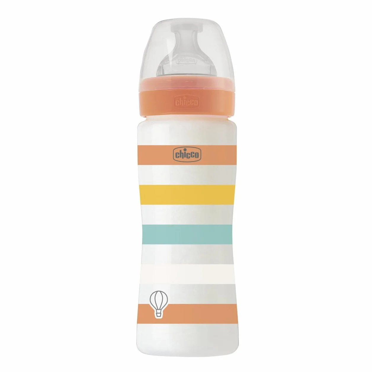 CHICCO Biberon Benessere Flusso Veloce, in Plastica da 330 ml, con Tettarella Physio in Morbido Silicone e Finitura Soft Sense, Riduce Rigurgito e Irritabilità, 4 Mesi+, Neutro