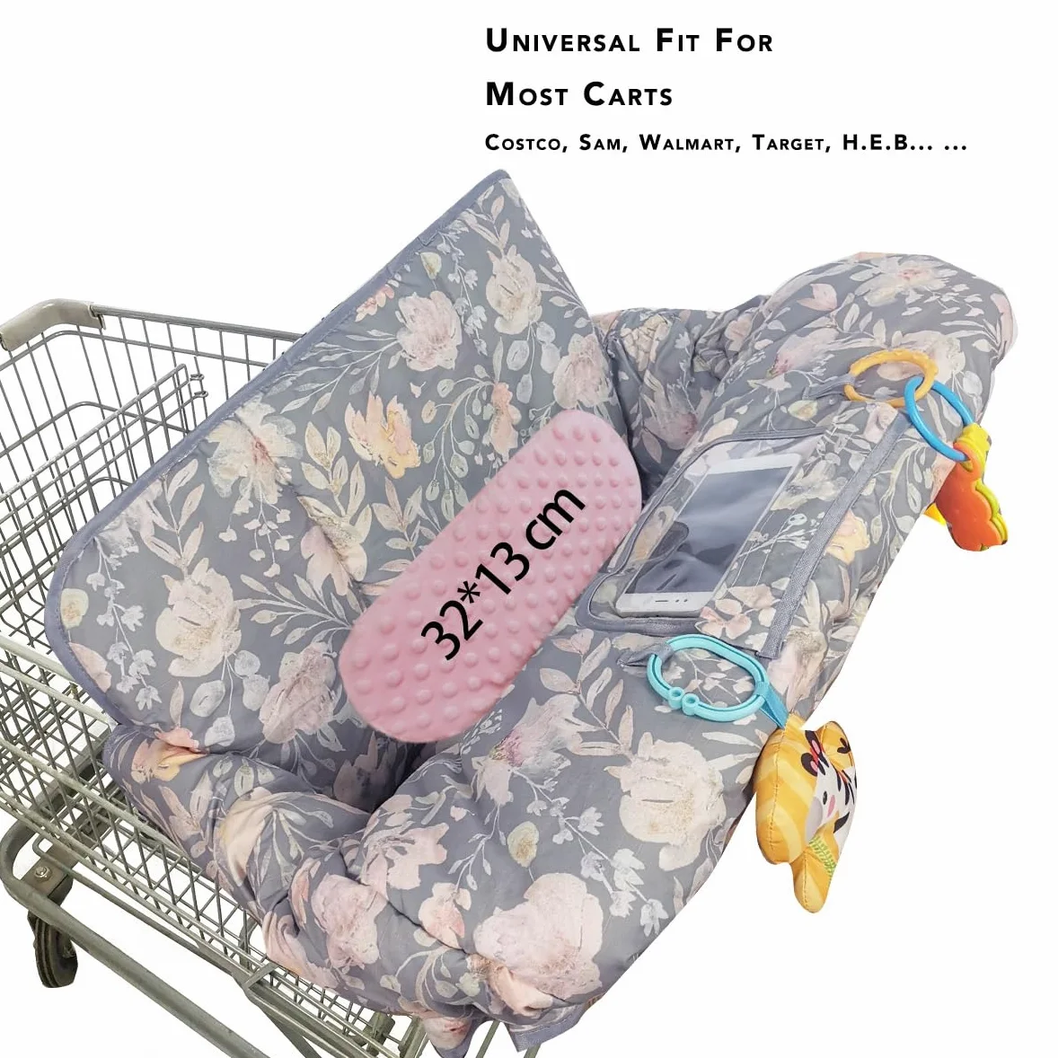 ICOPUCA Copertura per carrello della spesa 2 in 1, copertura per seggiolone, imbottita, per bambini, con cuscino extra staccabile, misura universale, design brevettato