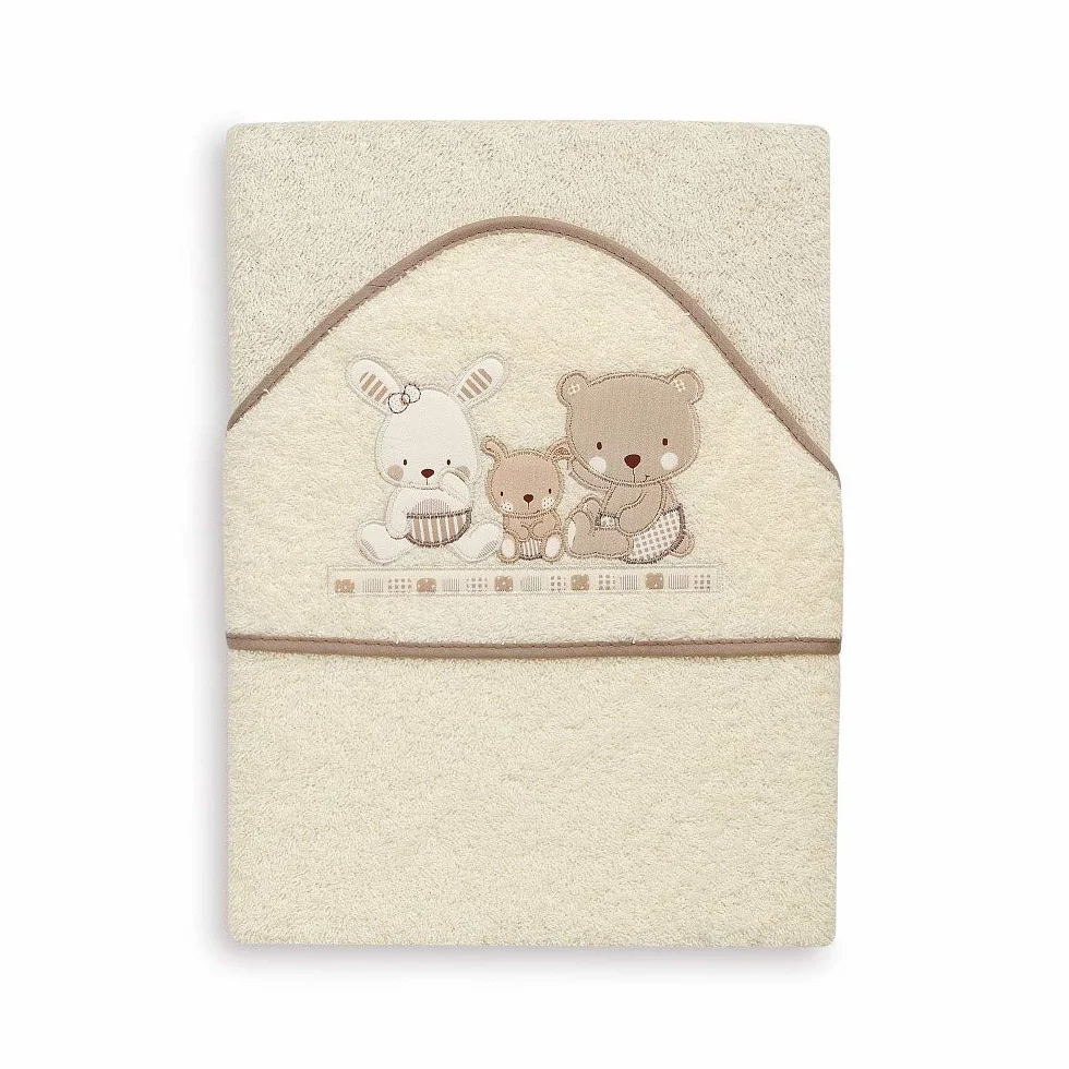 Interbaby 01080-05 Asciugamano con cappuccio per neonato LOVE in beige - 560 g