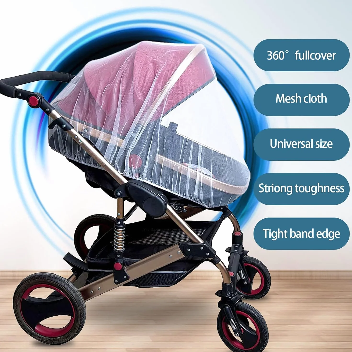 Zanzariera Universale per Passeggino, Zanzariera per Culla, Zanzariere Carrozzina per Neonati, Zanzariera per Carrozzina, Accessori Per Passeggino, per Proteggendolo Il Bambino da Insetti (Bianco)