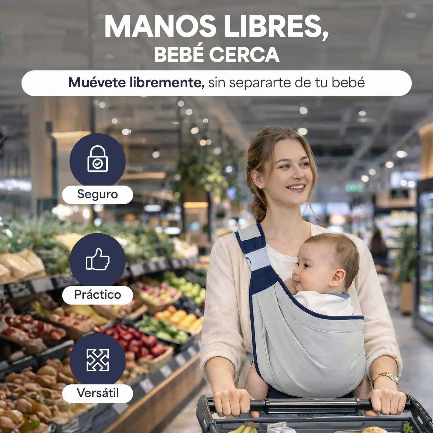 Fulle - Portabebe con chiusura rinforzata di sicurezza e design ergonomico, comfort totale in frontale e laterale per porta bebè da 0 a 36 mesi, ideale per porteo bebè