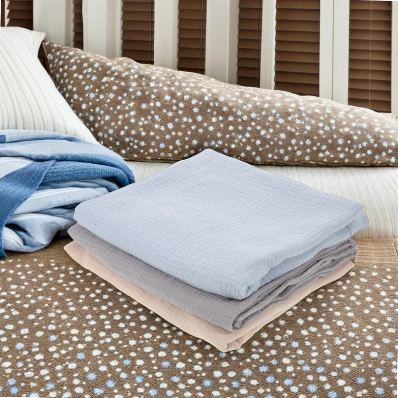 VICASKY 3 Pezzi Coperta Mussola Ragazzo Ragazza Morbida e Traspirante Fascia Avvolgente Sicura per Ragazzo Ragazza Unisex per Nanna e Bagnetto Protezione Delicata per Sensibile
