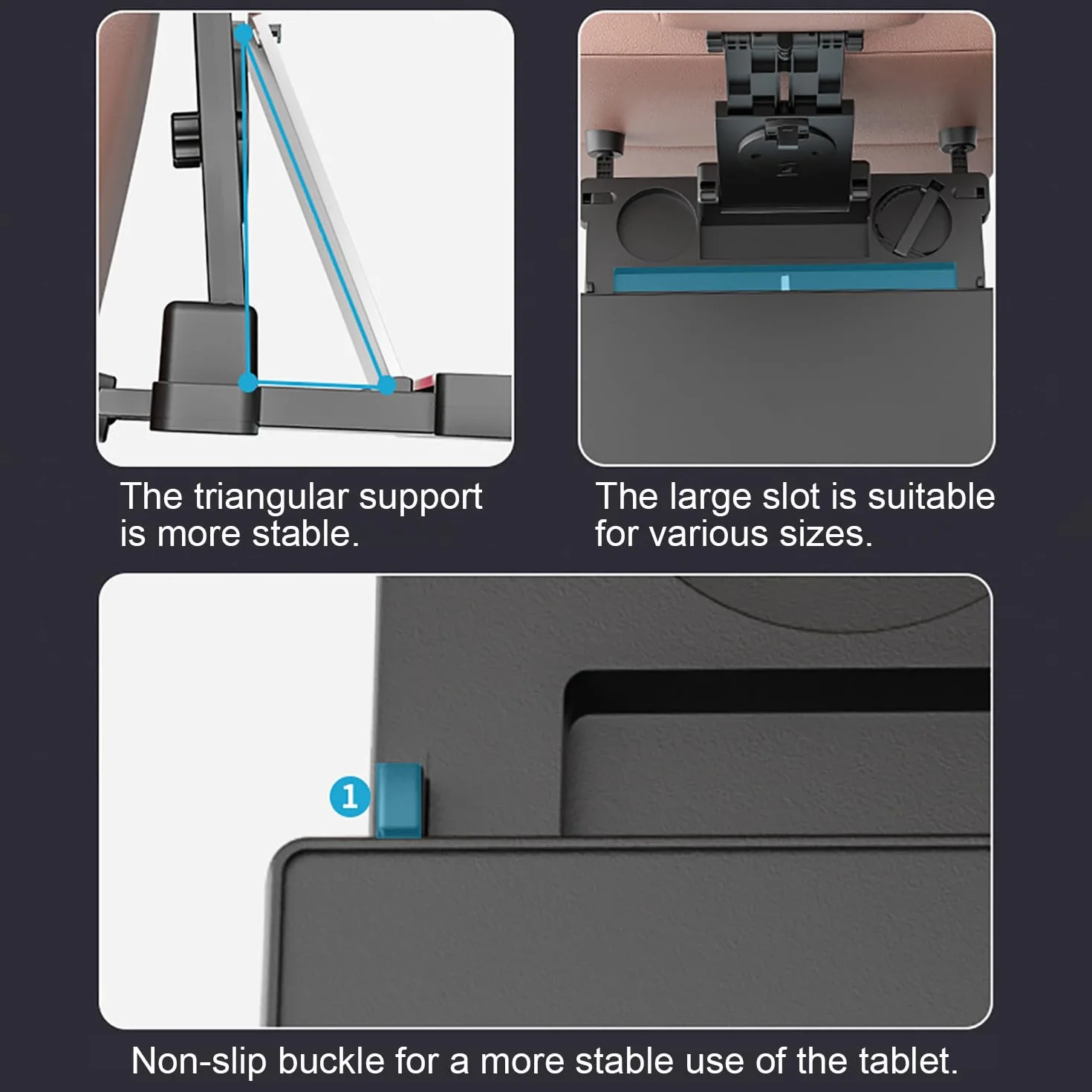 Tavolino per Auto，Vassoio del Sedile Posteriore Automobile con Portabicchieri e Supporto,Tavolino Regolabile per Cellulare Portata 15-20 kg，per Lavorare, Scrivere，Cibo
