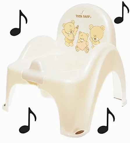 Pot de toilette musical pour bébé enfant fauteuil chaise couleur blanc perle avec thème Ours