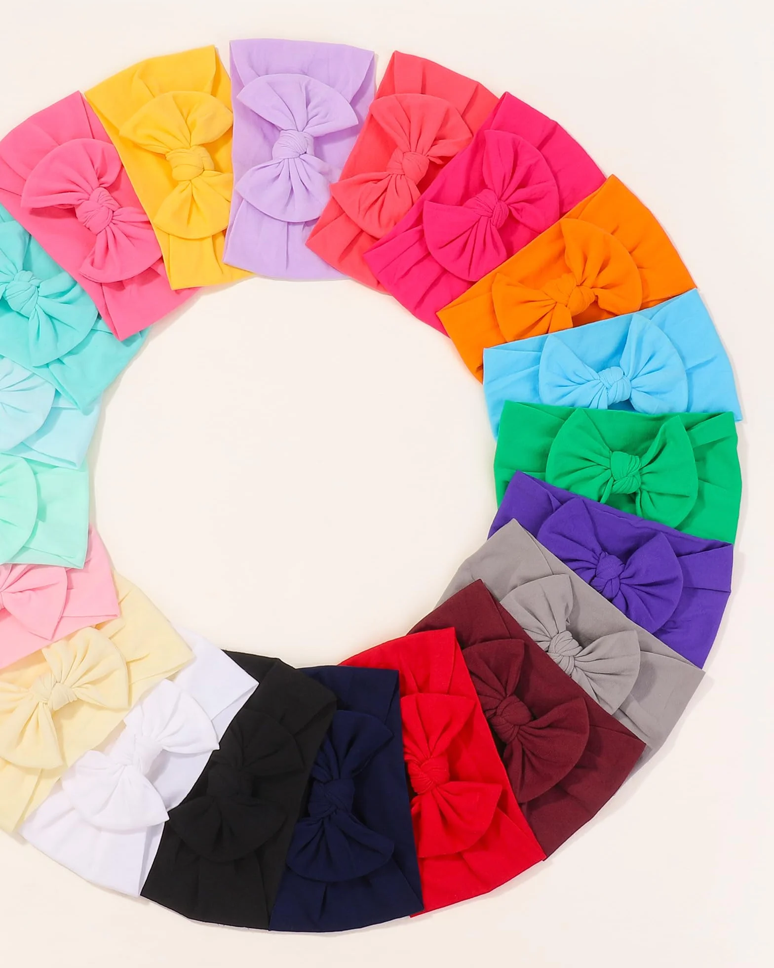 Jollybows 20pcs Fasce per Capelli In Nylon Turbante Fiocchi per Capelli Fascia per Capelli Accessori per Capelli Elastici per Bambini Neonati Neonati