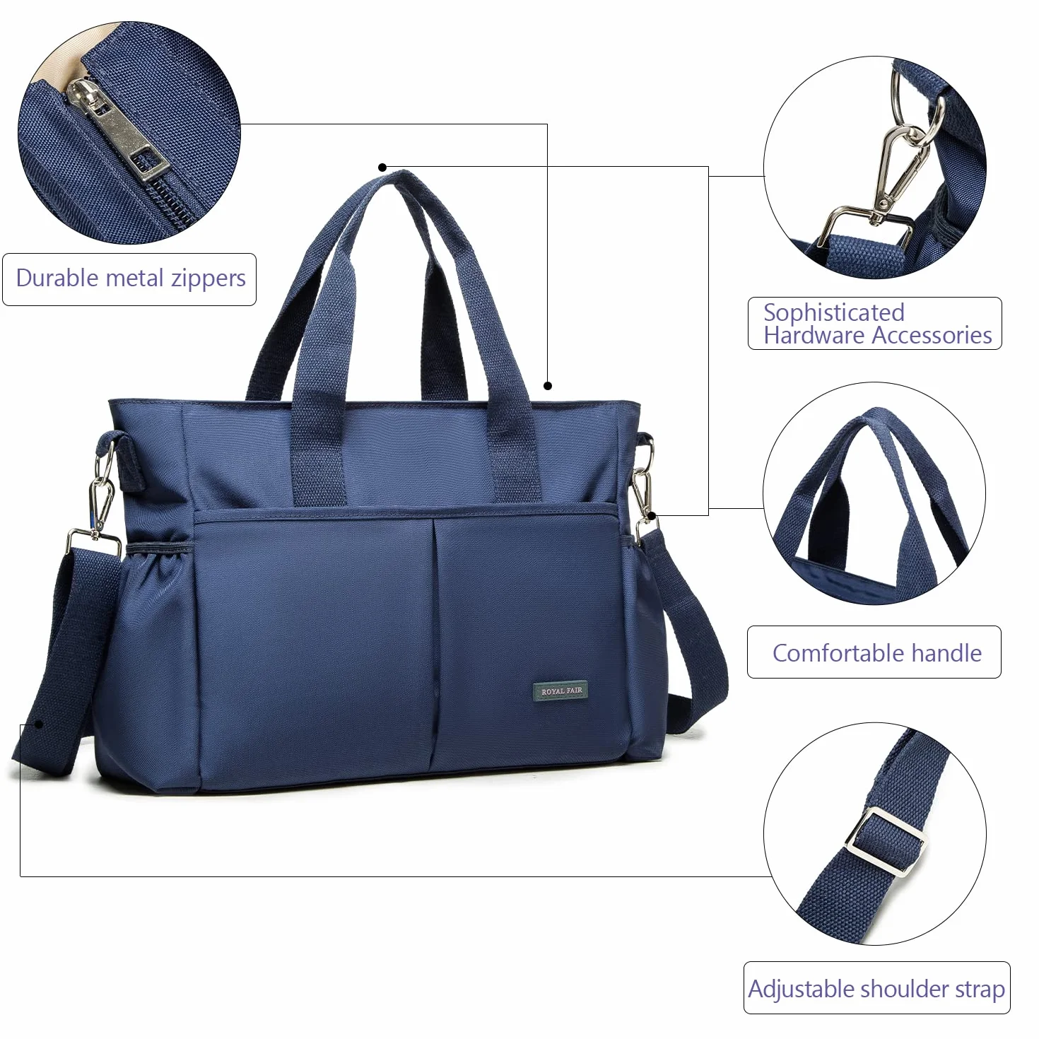ROYALFAIR Borsa Fasciatoio per Neonato Borsa Porta Pannolini, Borsa Fasciatoio, Borsa da Viaggio Multifunzionale per Bambini Con Borsa isolante e Gancio per Carrozzina