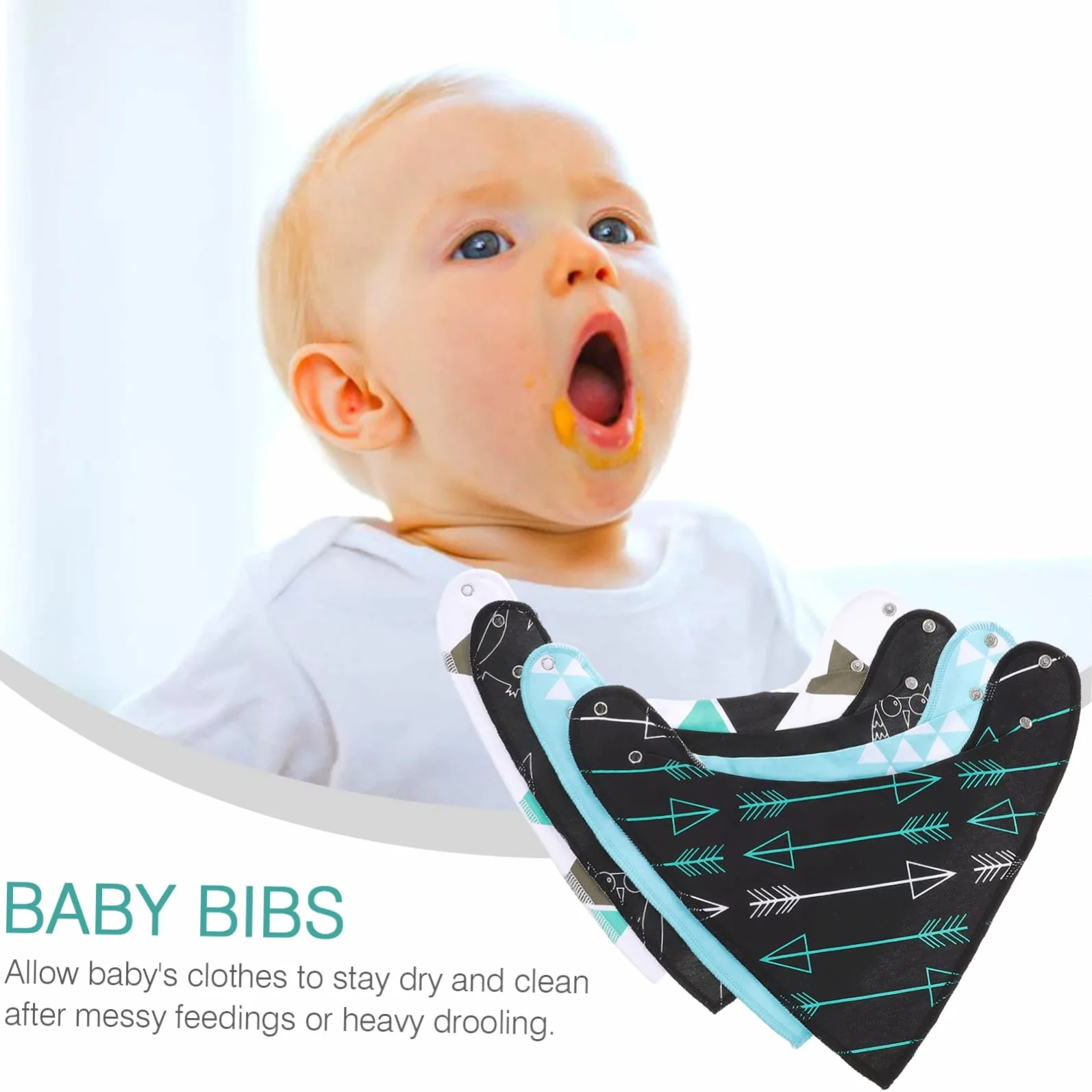 ifundom 12pezzi Bavaglini Impermeabili Per Bavaglini Cotone Bandana Assorbenti e Lavabili Protezione Per Pasti e Saliva Adatti e Piccoli