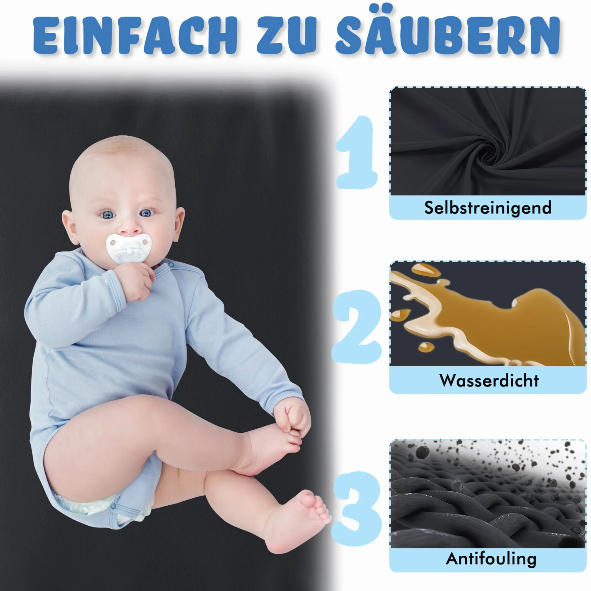 FIVMEN Box per bambini, 127 x 127 cm, con 50 palline, rete traspirante e 4 anelli, centro attività, griglia di protezione, colore: nero