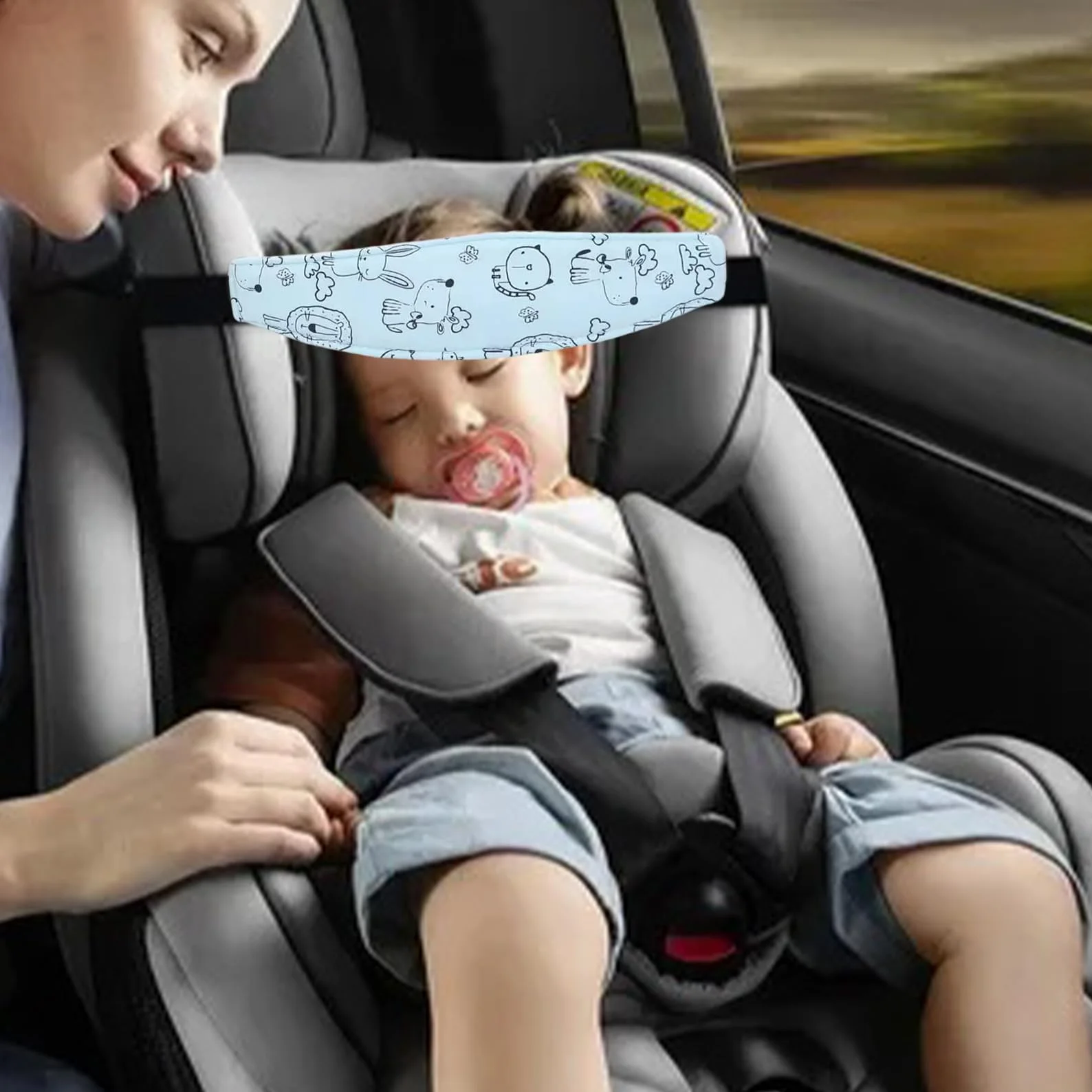 2 Pezzi Poggiatesta Auto Bambini,Cinturino Supporto Testa Bambini,Regolabile Auto Sicurezza Cinturino,Supporto Testa Seggiolino Auto,Fascia Poggiatesta,Accessori Reggitesta per Dormire Autos Bambinio