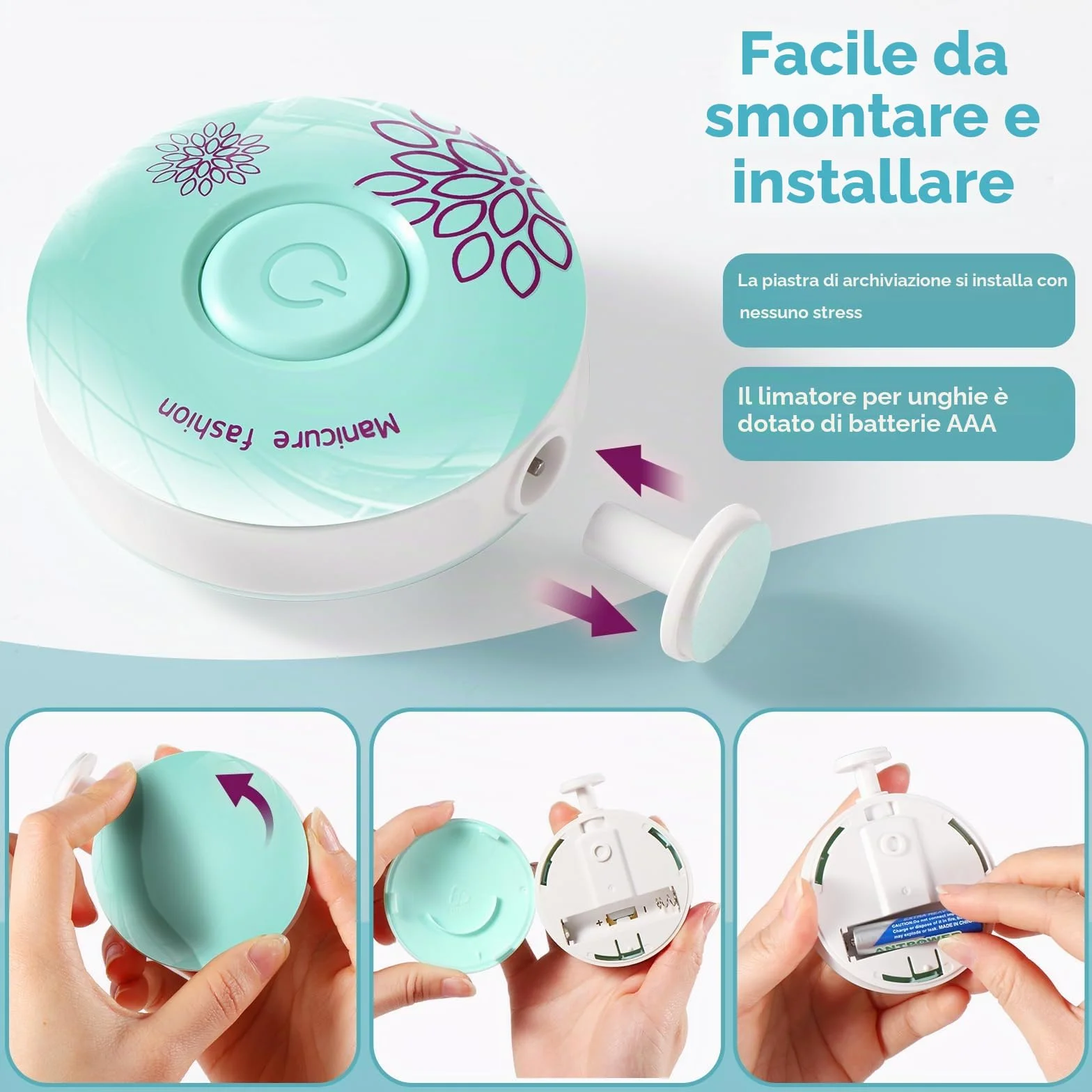Blendura Lima Unghie Neonato Elettrica, Lima per Unghie Elettrica 6 in 1 per Bambini di Tutte le Età