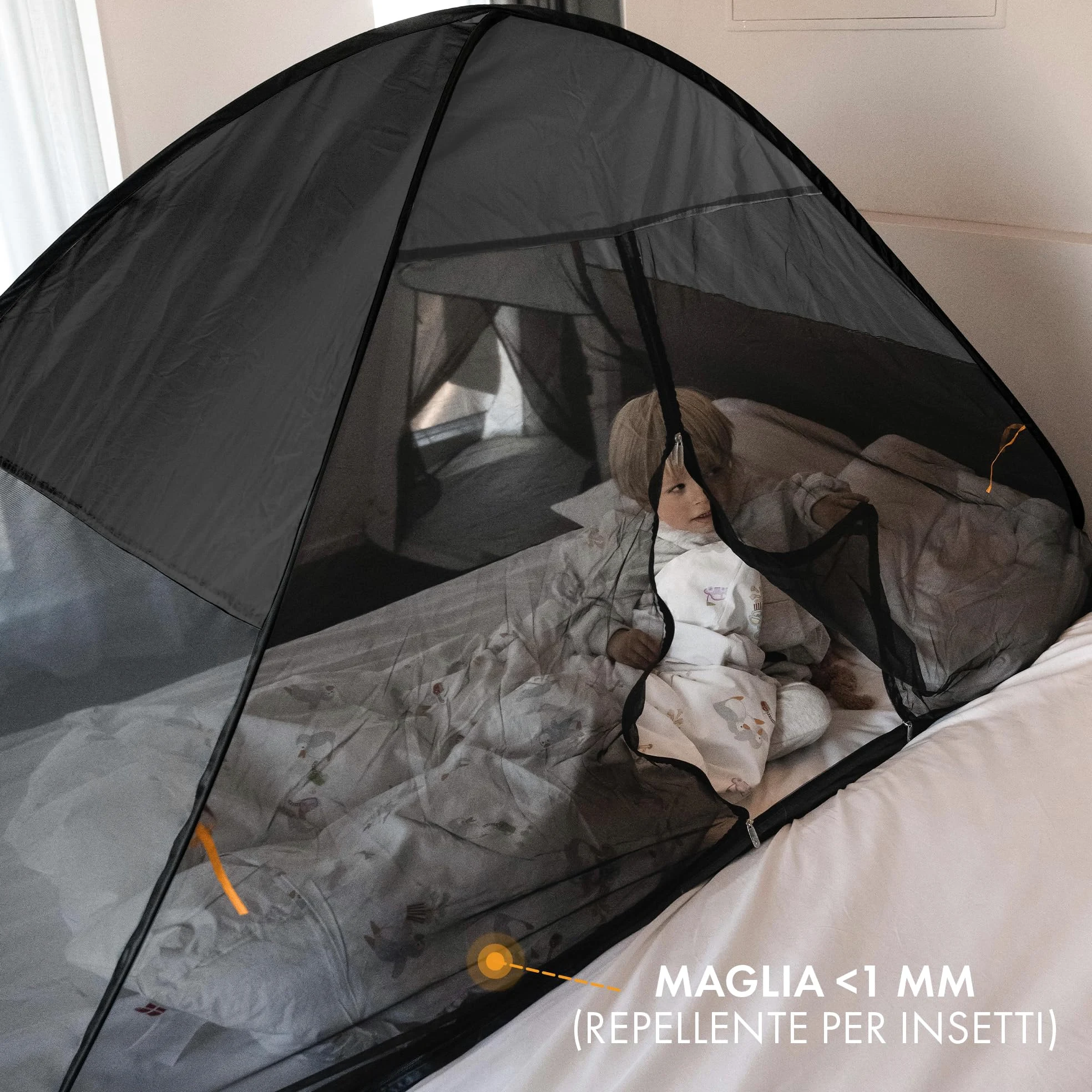 Deryan Tenda da letto pop-up – matrimoniale – zanzariera pop up – zanzariera letto – pieghevole e leight – 200 x 90 x 110 cm – zanzariera letto e zanzariera da viaggio con borsa – Grigio