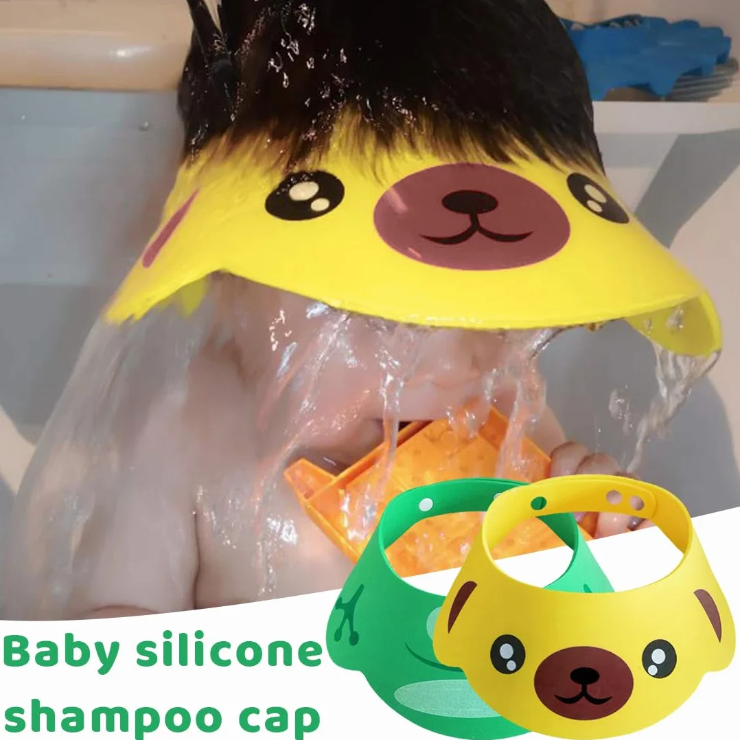 NJCXOLA Cuffie da Doccia per Bambini,2 PCS Doccia Cap per Bambino Sicurezza Regolabile Cappello Cuffia In Morbido Silicone Visiera Bimbi per Evitare che l'Acqua Scorra Agli Occhi e al Viso