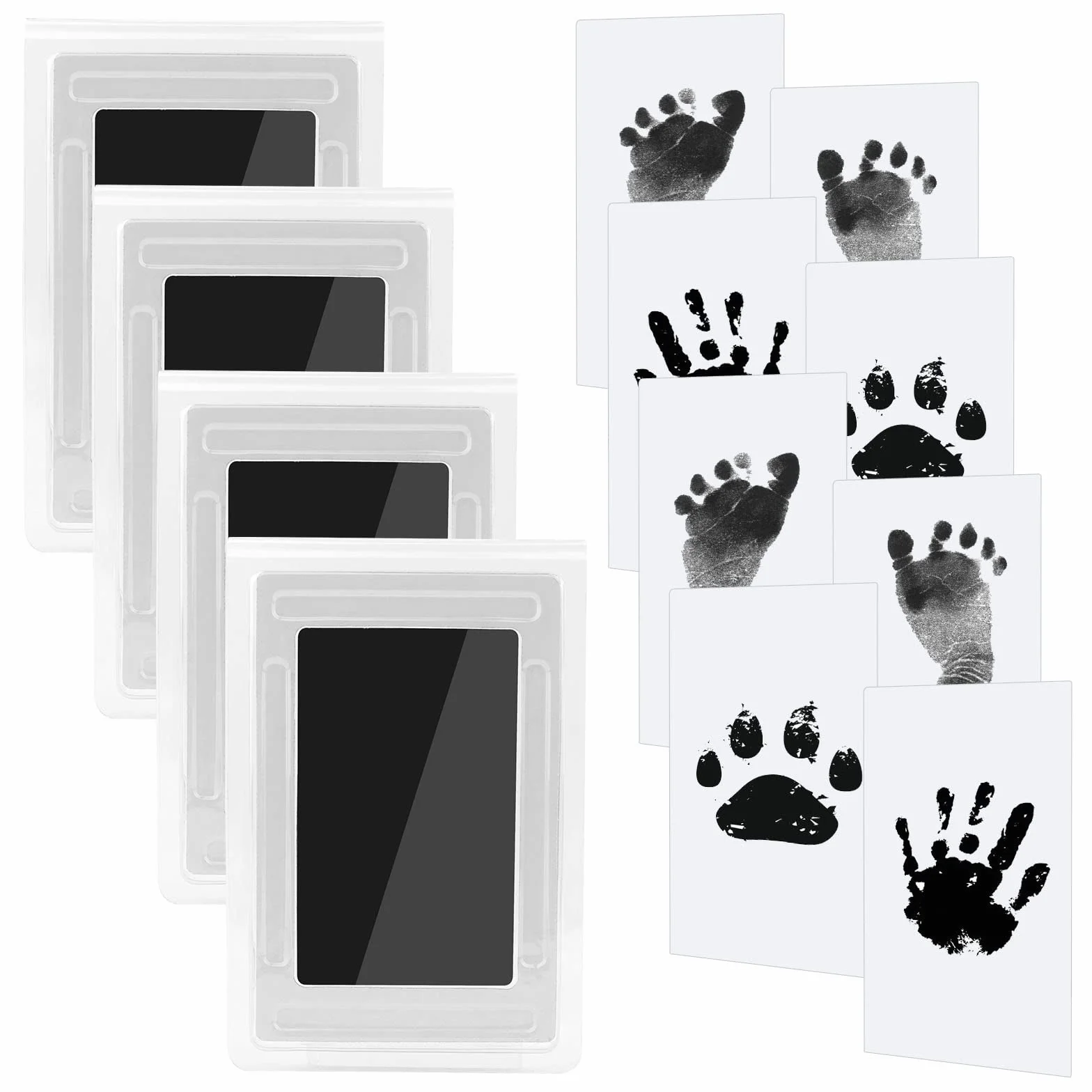 4pcs Set Impronte Bimbi,Impronta Bambino,Impronta Mani e Piedi Neonati,Non Tossici Sicuri, Kit Impronte Neonato,Cornice Impronte Neonato,Impronte di Mani e Piedi cuscinetto del timbro senza tocco