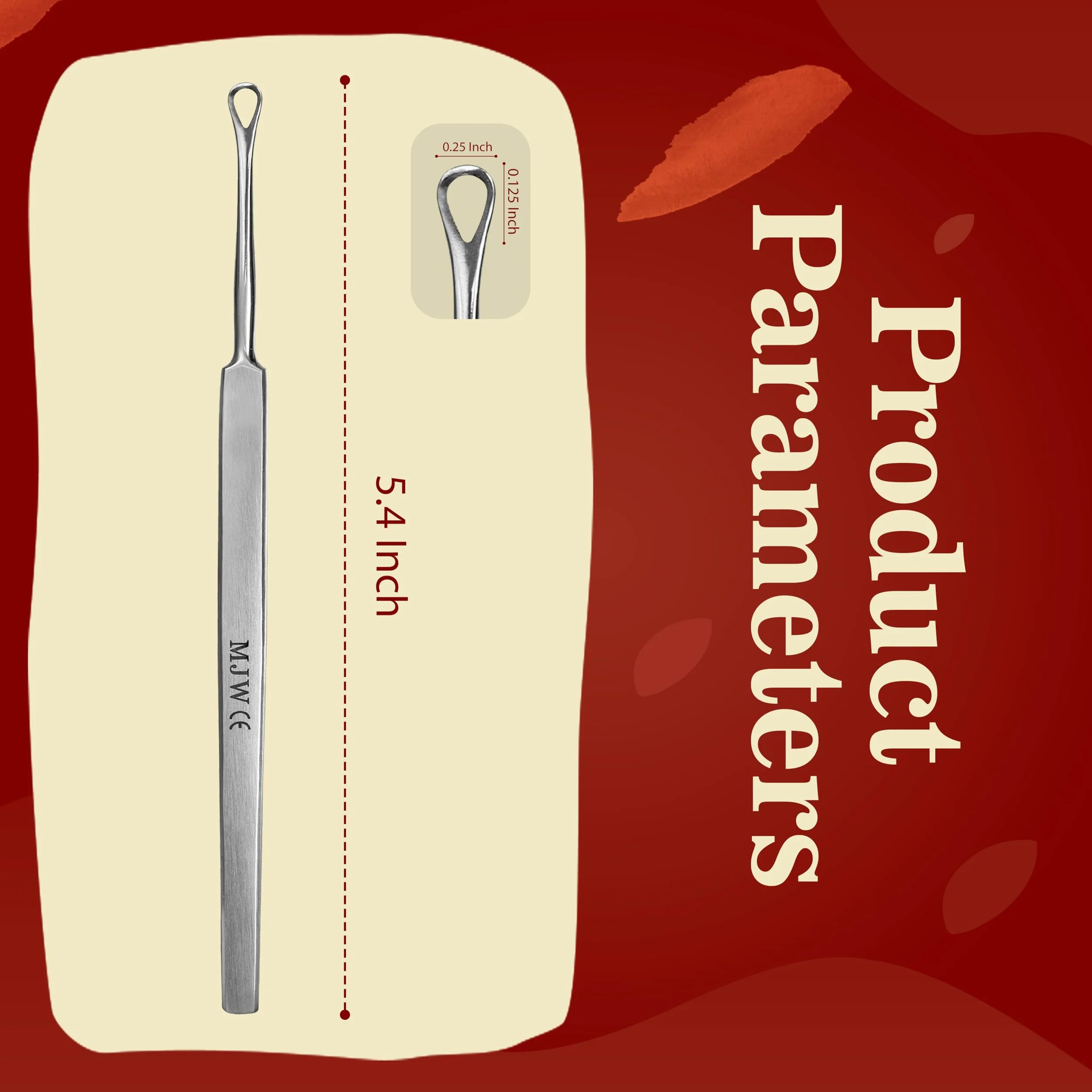 MJW Professionale Rimuovi cerume Di acciaio inossidabile- Strumento Curette Orecchie A Rimuovere l'irrigazione Dell'orecchio, Detergente per Orecchie Igienico Riutilizzabile per Adulti e Bambini