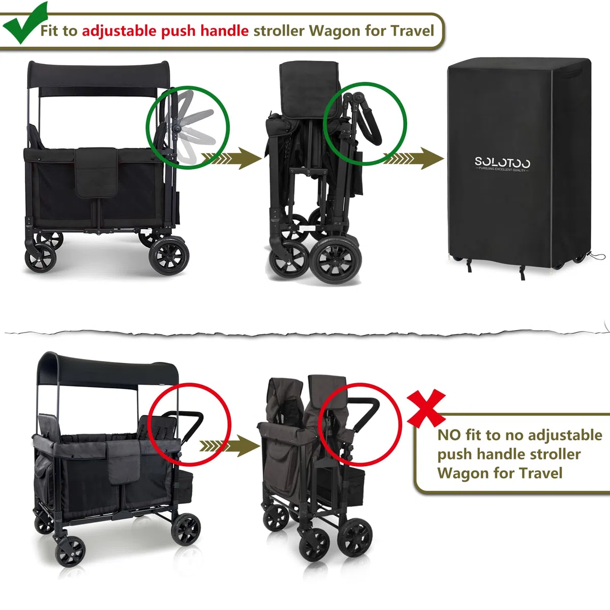 Copertura per passeggino Wagon da viaggio, impermeabile, pieghevole, per passeggino W4 Elite e passeggino W4 Luxe (solo copertura)