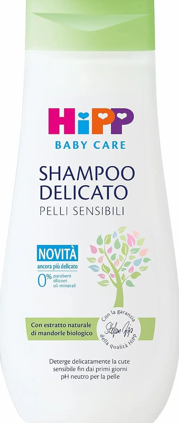 HiPP - Baby Care - Shampoo Delicato per Bambini, Deterge con Delicatezza, Non Irrita gli occhi, per Pelli Sensibili, con Estratto Naturale di Mandorle Bio, 1 Flacone da 200 ml