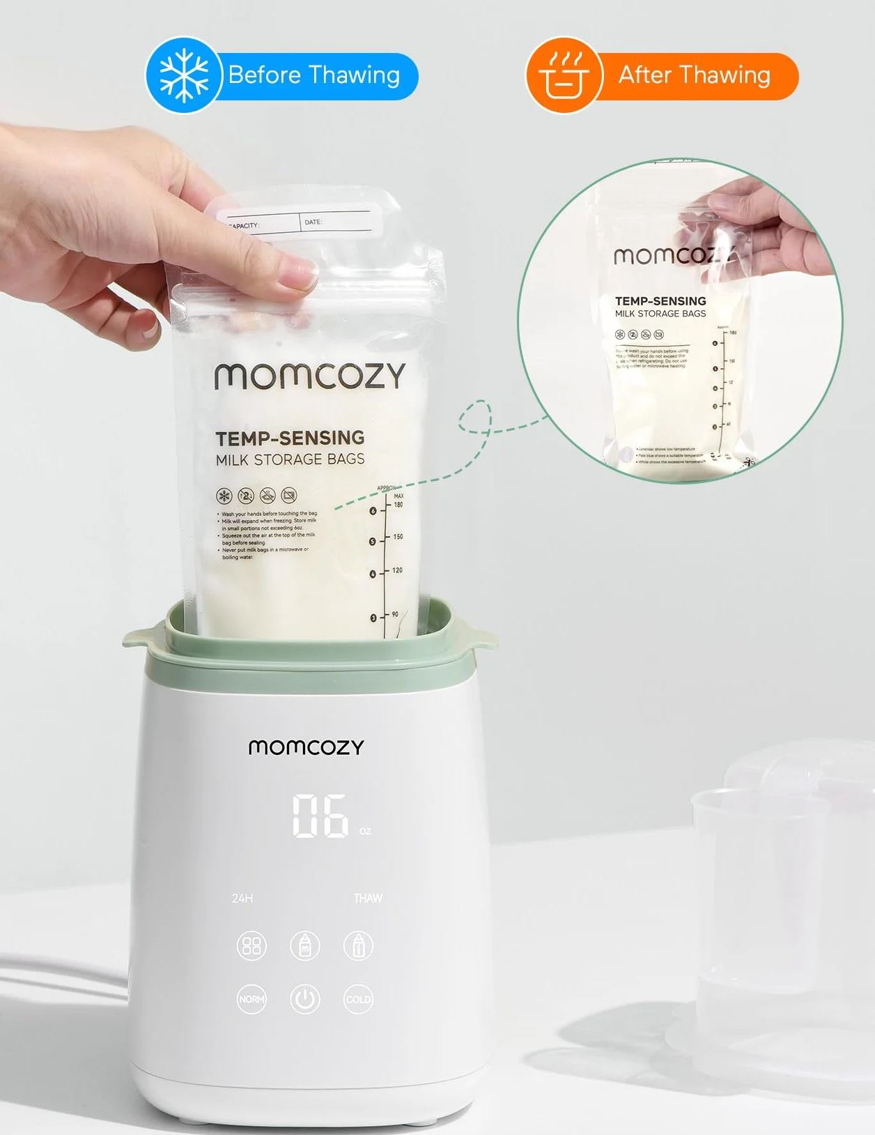 Momcozy Scaldabiberon, Scaldalatte Veloce per Neonati con Controllo Accurato della Temperatura e Spegnimento Automatico, Scaldabiberon Multifunzione per Latte Materno