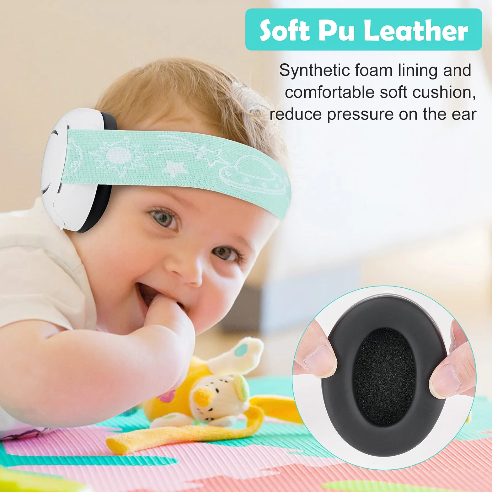 Baby Ear Defenders e protezioni, protezioni per le orecchie dei bambini con morbido cuscino regolabile paraorecchie a cancellazione di rumore per bambini compresa tra 3 mesi e 2 anni 25dB NNR