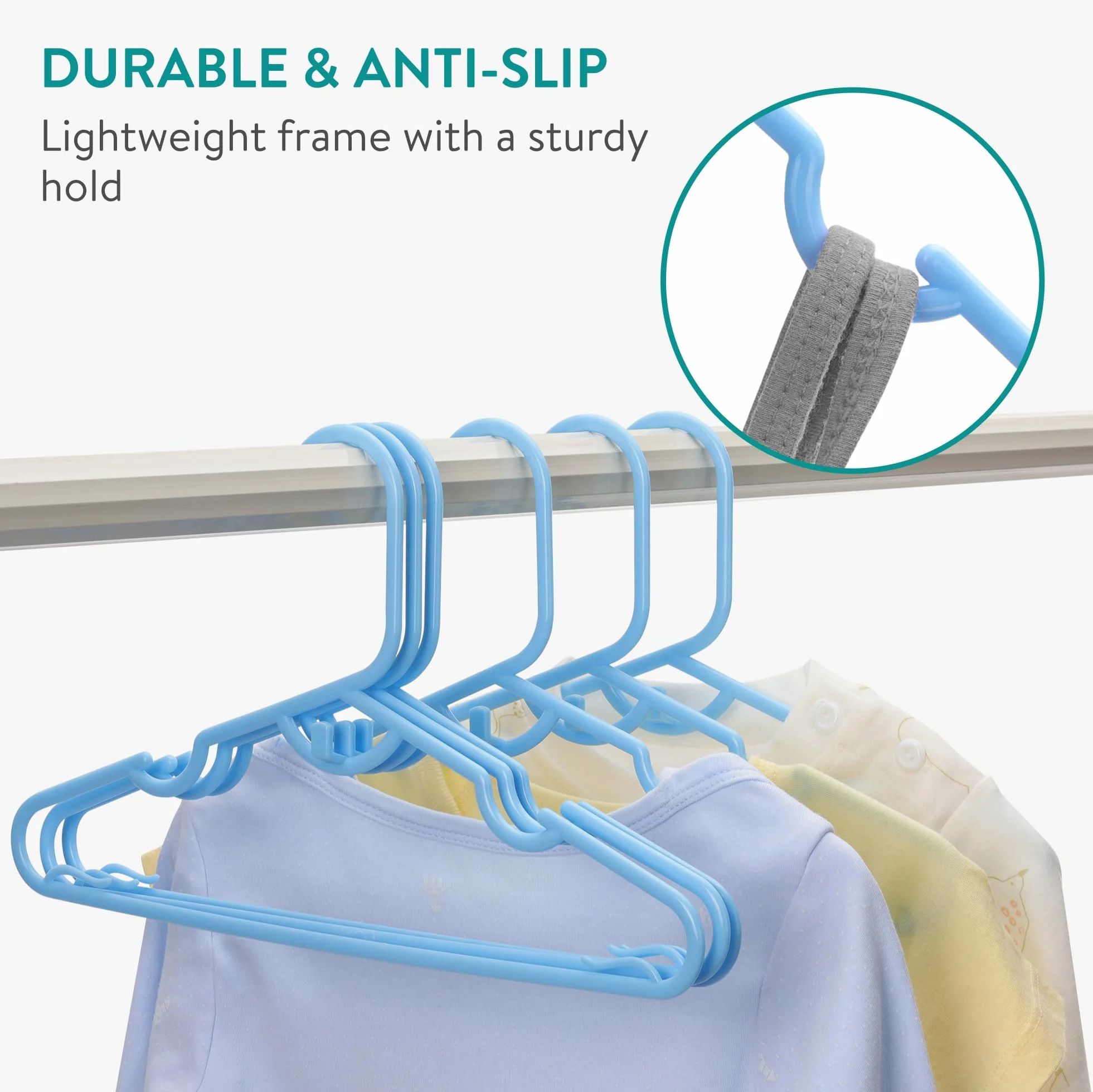 Navaris Grucce Bambini - 20x Stampelle Armadio Bambini - Grucce Neonato Antiscivolo Antipiega - Appendiabiti Bambini 29x17cm - Appendini Bambini per Vestiti Pantaloni Tutine - Blu