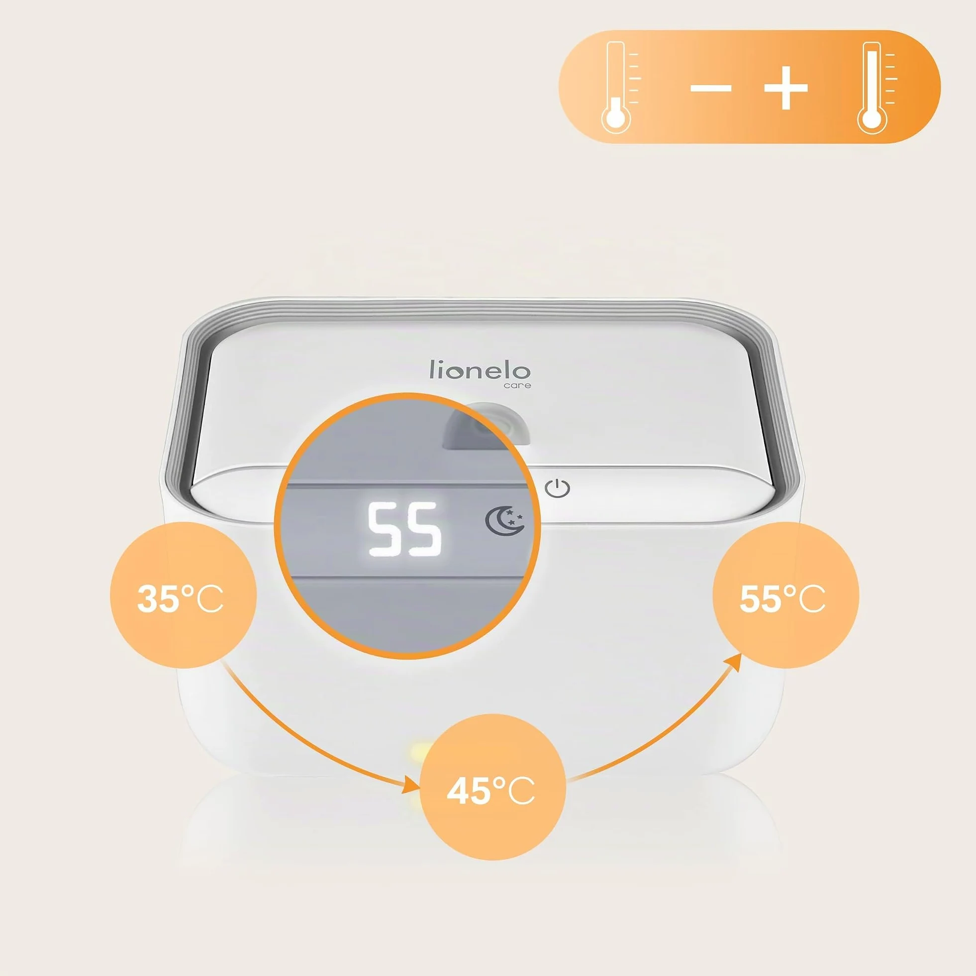 LIONELO BabyBliss Scaldasalviette per Neonati con Pannello Touch, Senza BPA | 3 Livelli di Temperatura, Luce Notturna, per Salviette Umidificate Lavabili