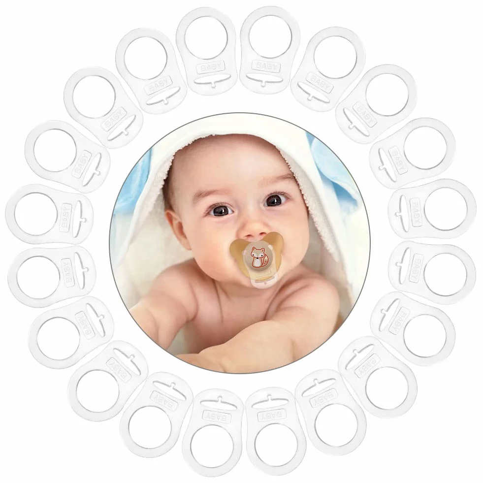 Vicloon Anello Adattatore Clip, 20 Pezzi Anello Adattatore per Ciuccio, Ciuccio Clip Adattatore Adatto Alla Maggior Parte dei Succhietti per Bambini